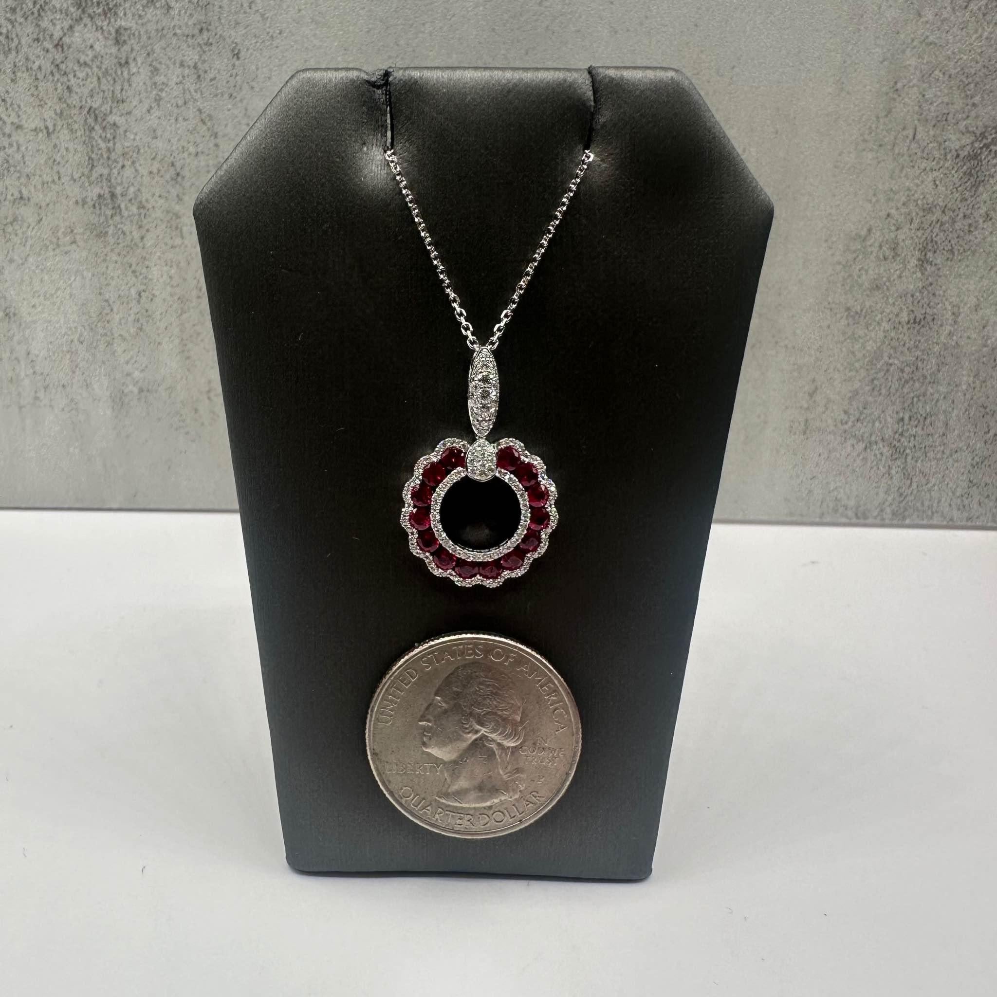 Ruby Diamond Necklace 14K White Gold 0.25ctw GH VS SI Diamonds