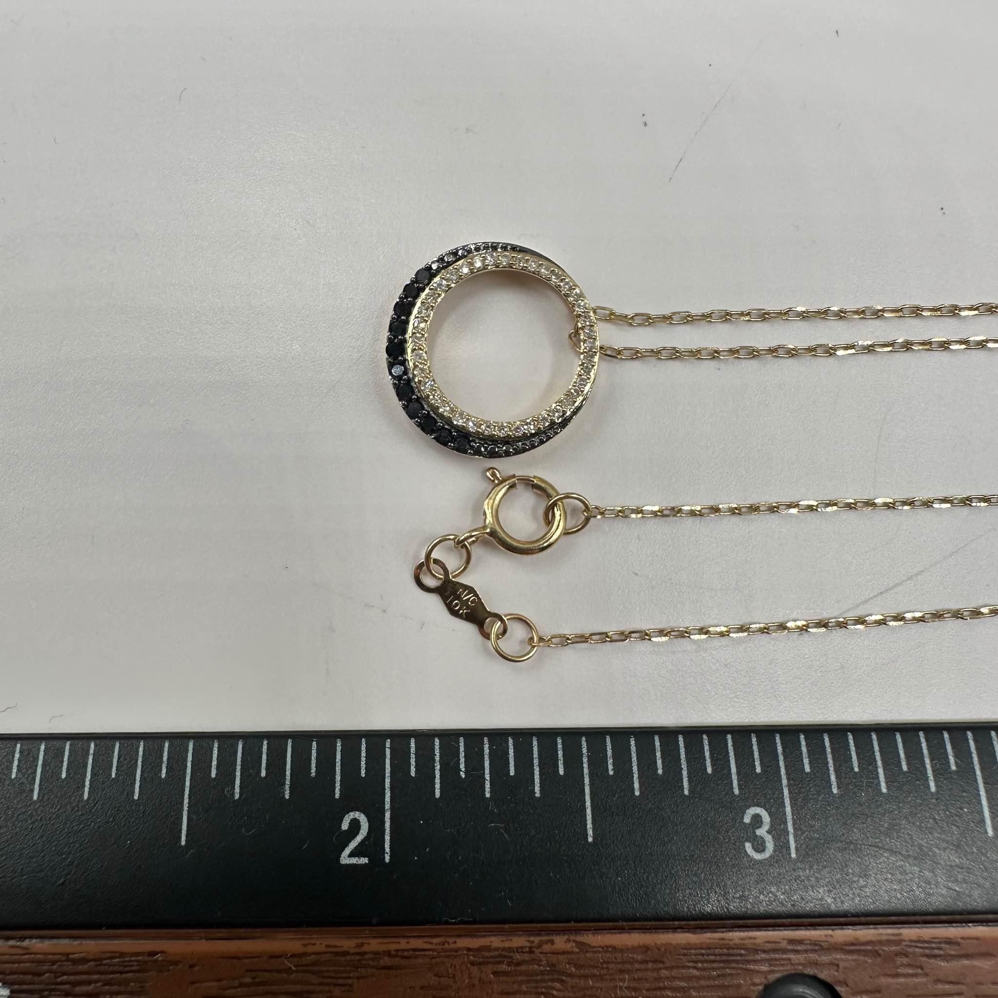 Black Diamond Circle Necklace 10K Yellow Gold 0.25ctw GH SI 18in