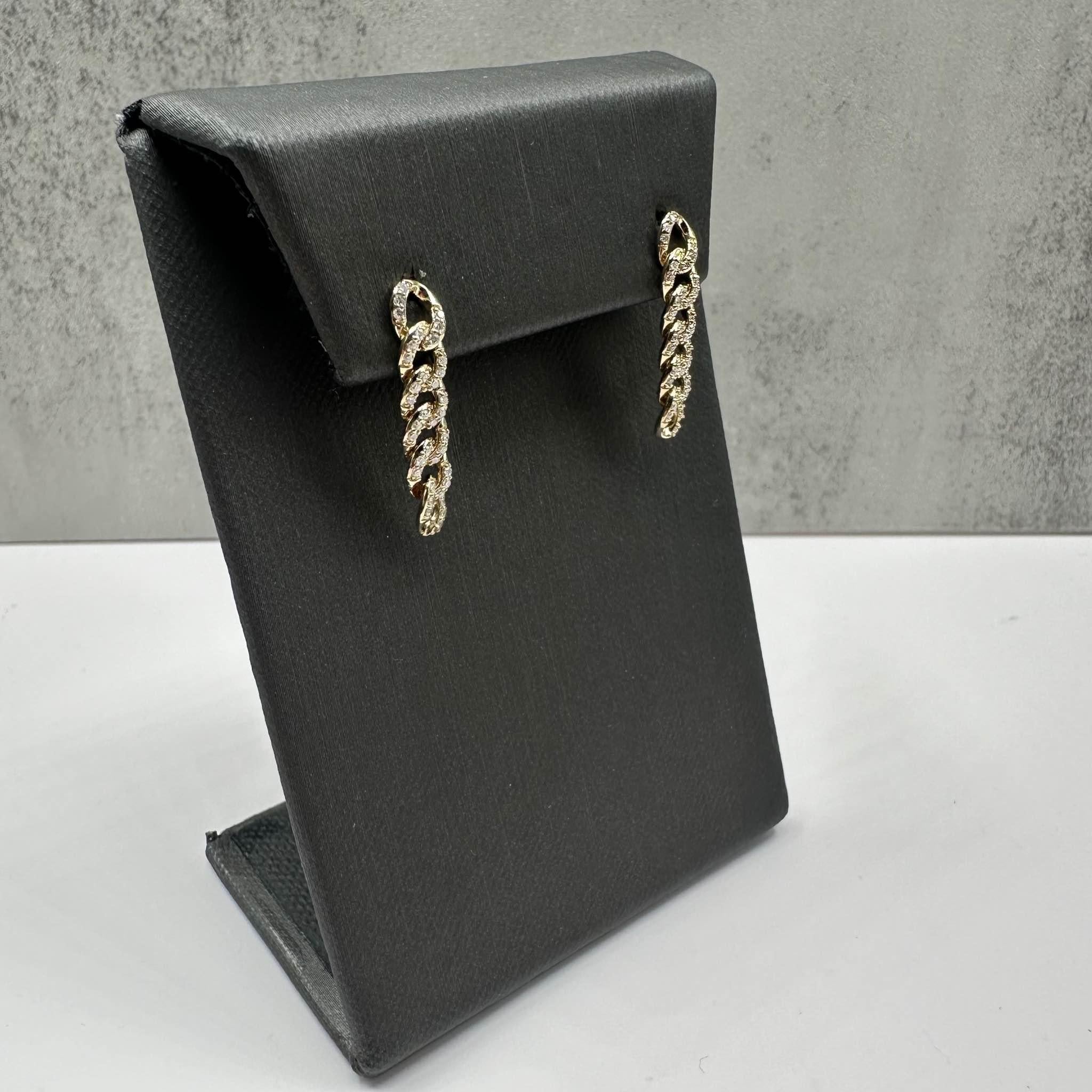 Diamond Chain Link Earrings 10K Yellow Gold 0.25ctw GH SI New