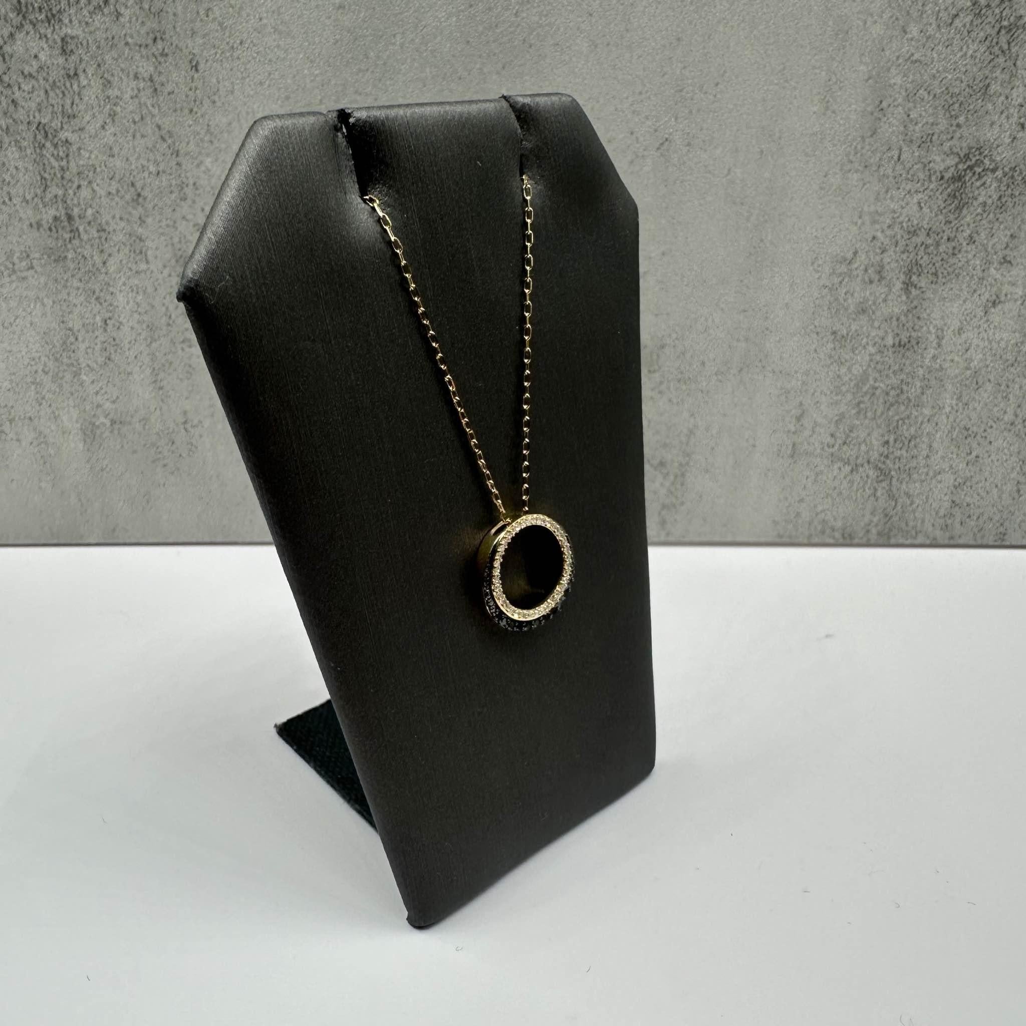 Black Diamond Circle Necklace 10K Yellow Gold 0.25ctw GH SI 18in