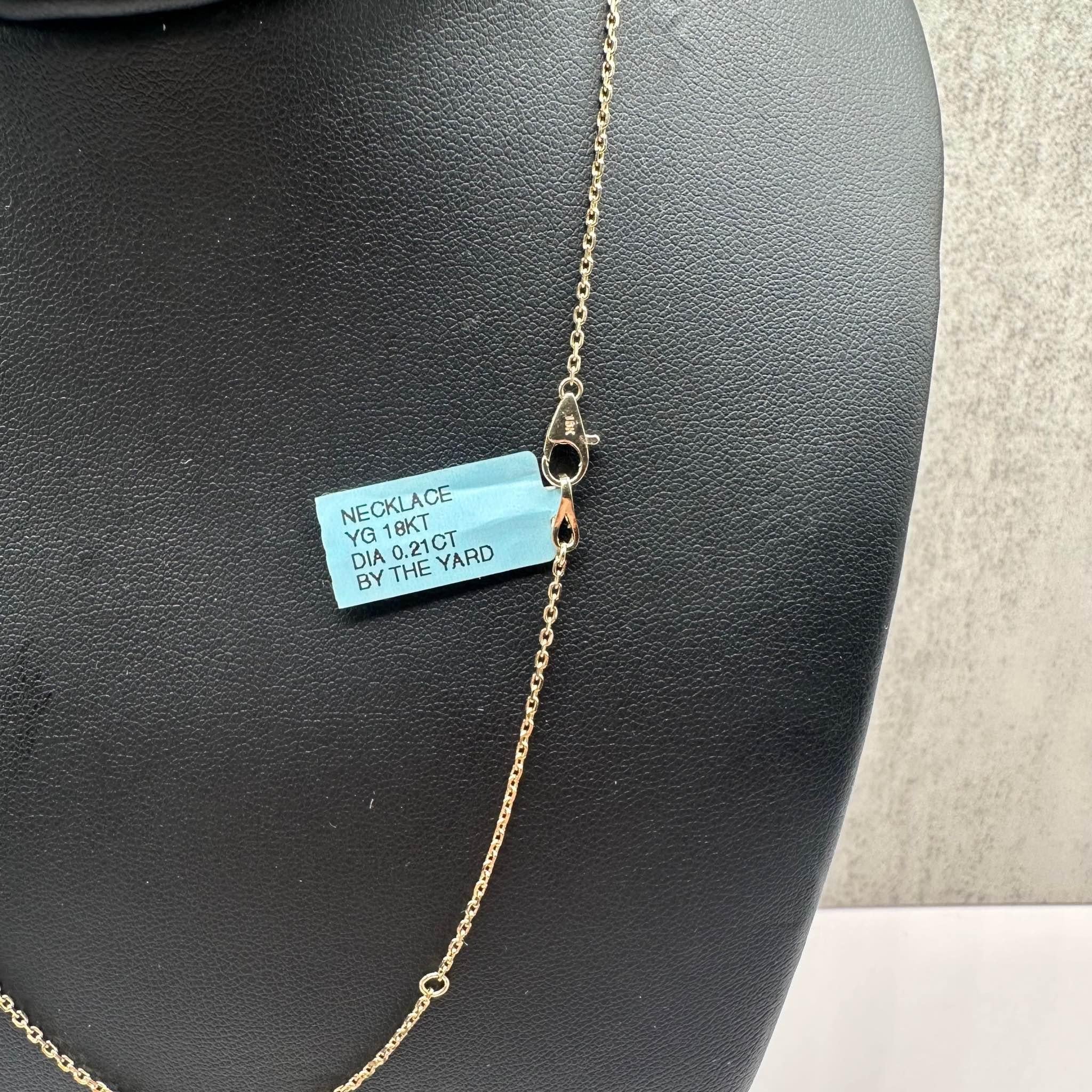 Diamond Station Necklace 18K Yellow Gold 0.21ctw GH SI Adjustable 16 to 18in