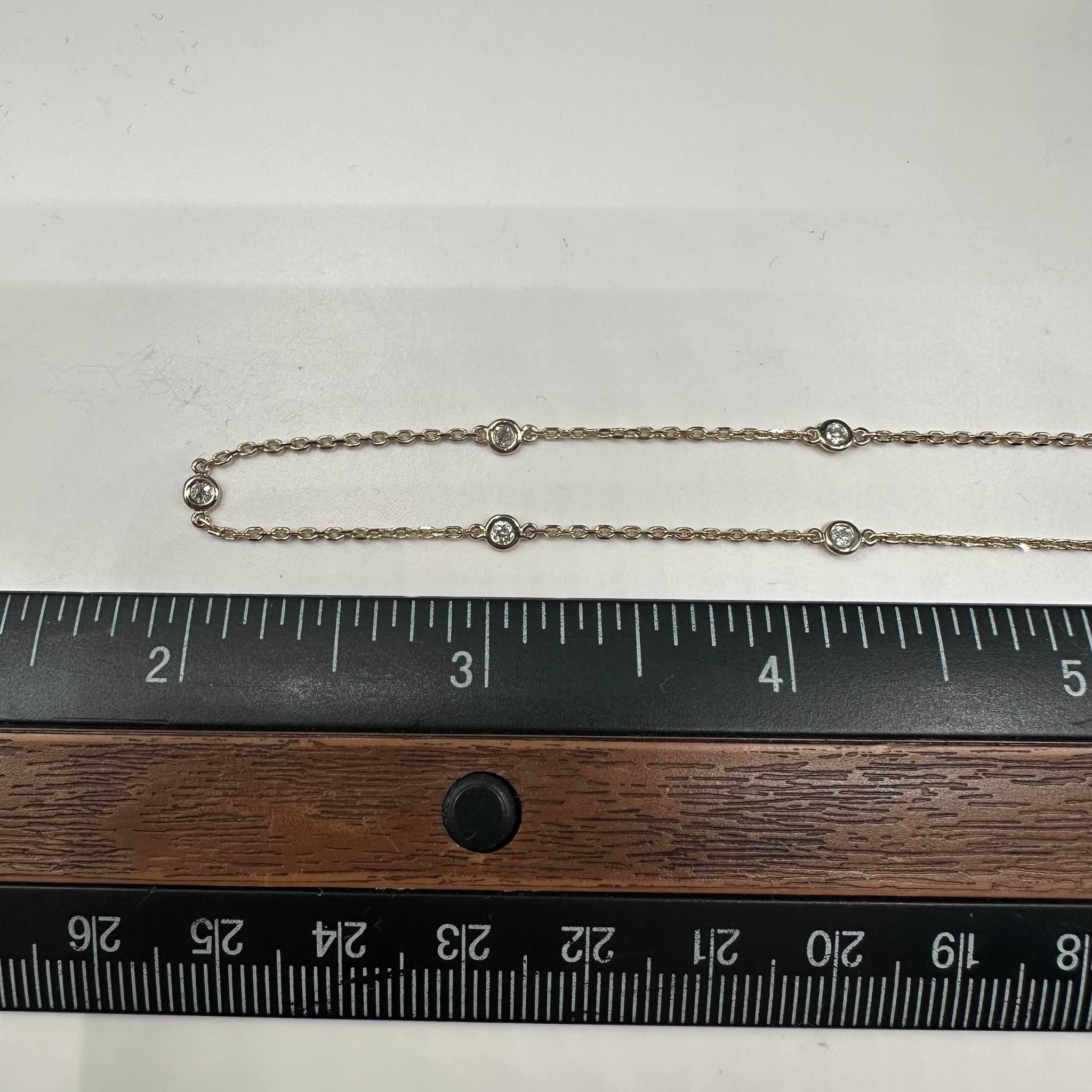 Diamond Station Necklace 18K Yellow Gold 0.21ctw GH SI Adjustable 16 to 18in