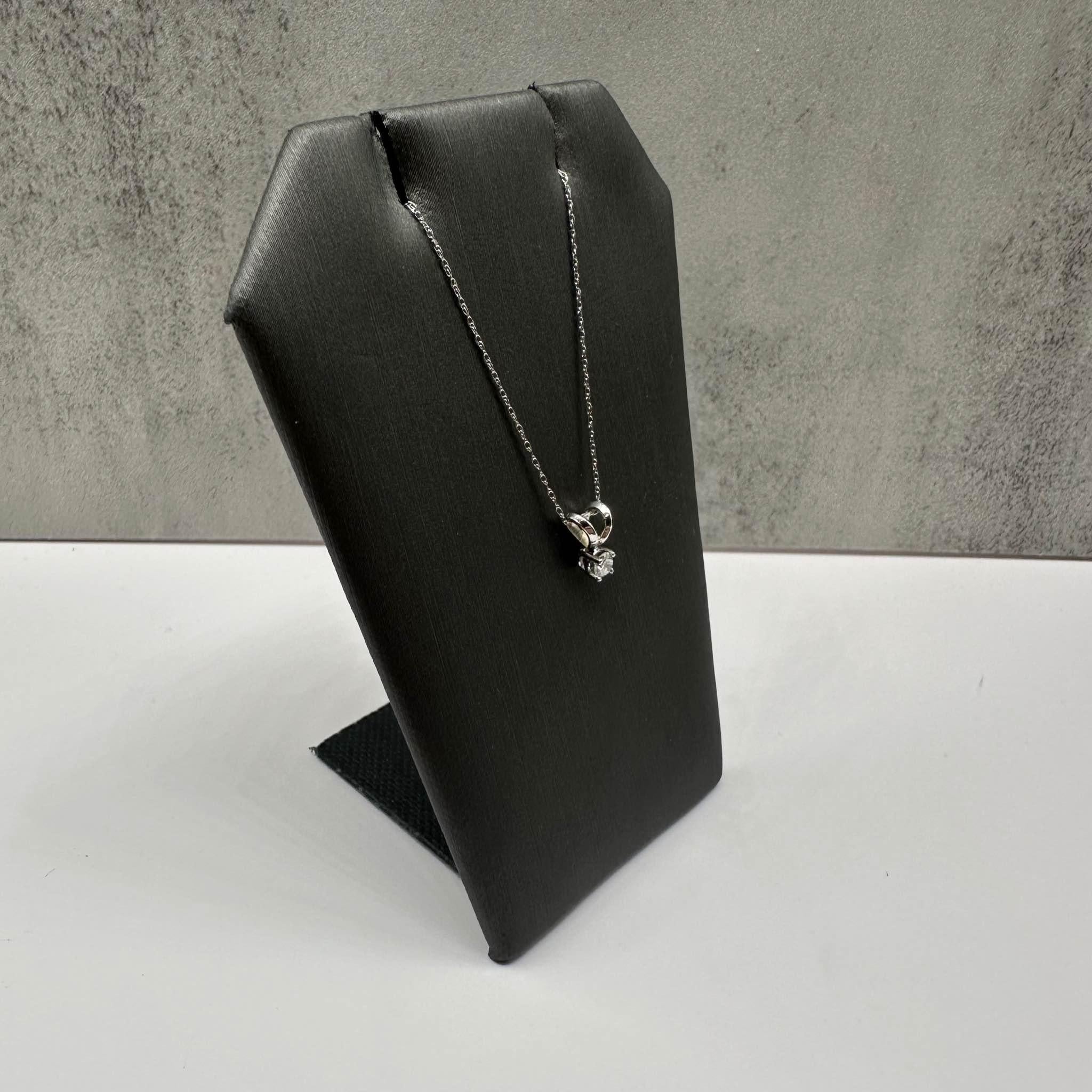Diamond Solitaire Necklace in 14kt White Gold 0.12ctw GH SI Adjustable 18in