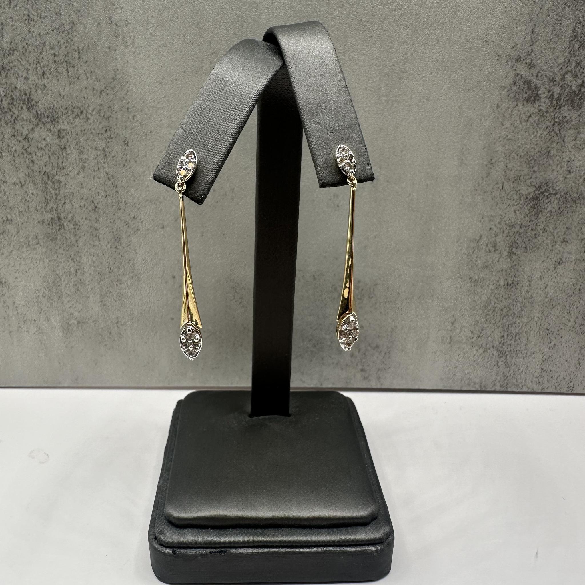 Diamond Drop Earrings 14K Yellow Gold 0.50ctw HI SI Push Backs New
