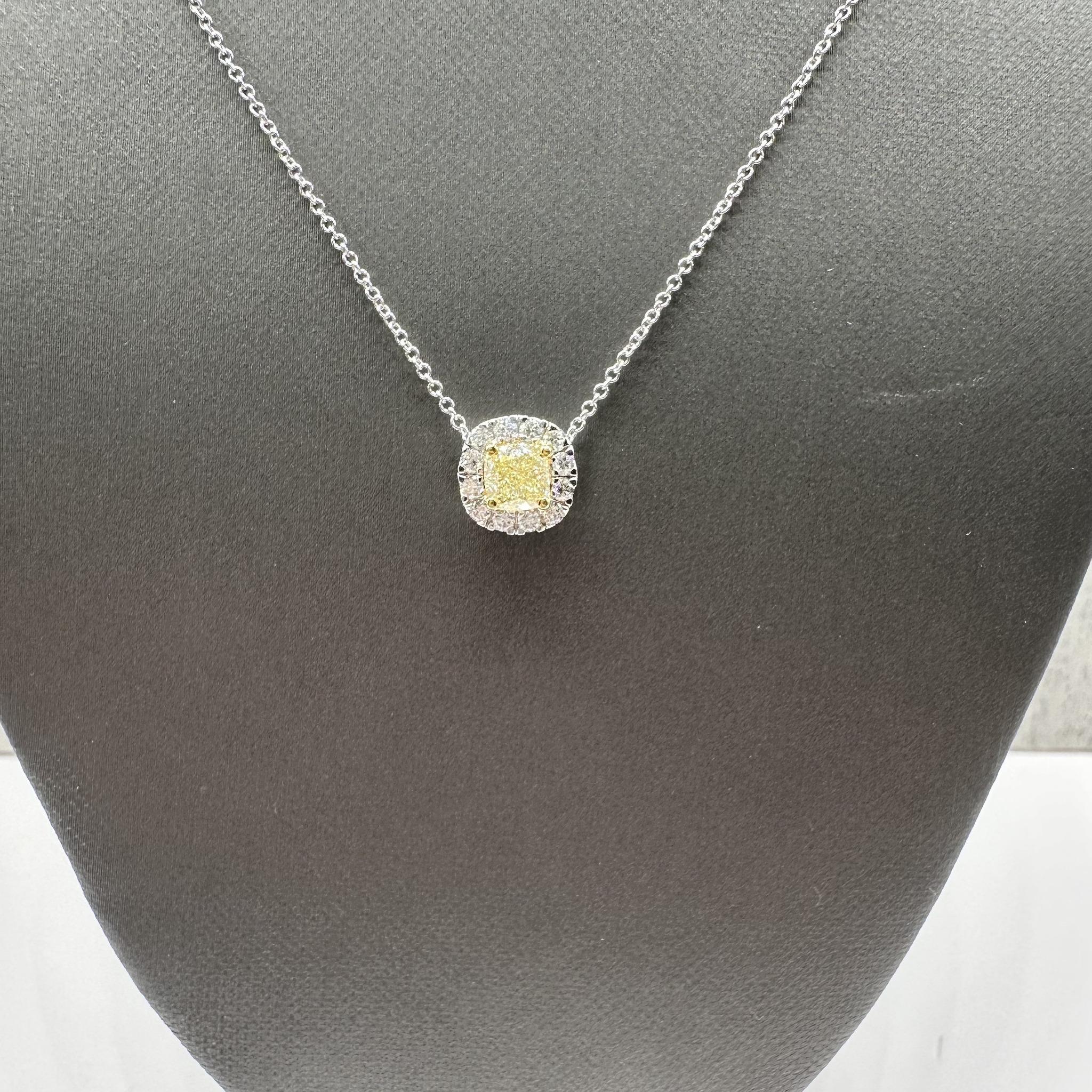 Natural Yellow Diamond Pendant Necklace 14K Gold 0.67ctw Adjustable 16 to 18in