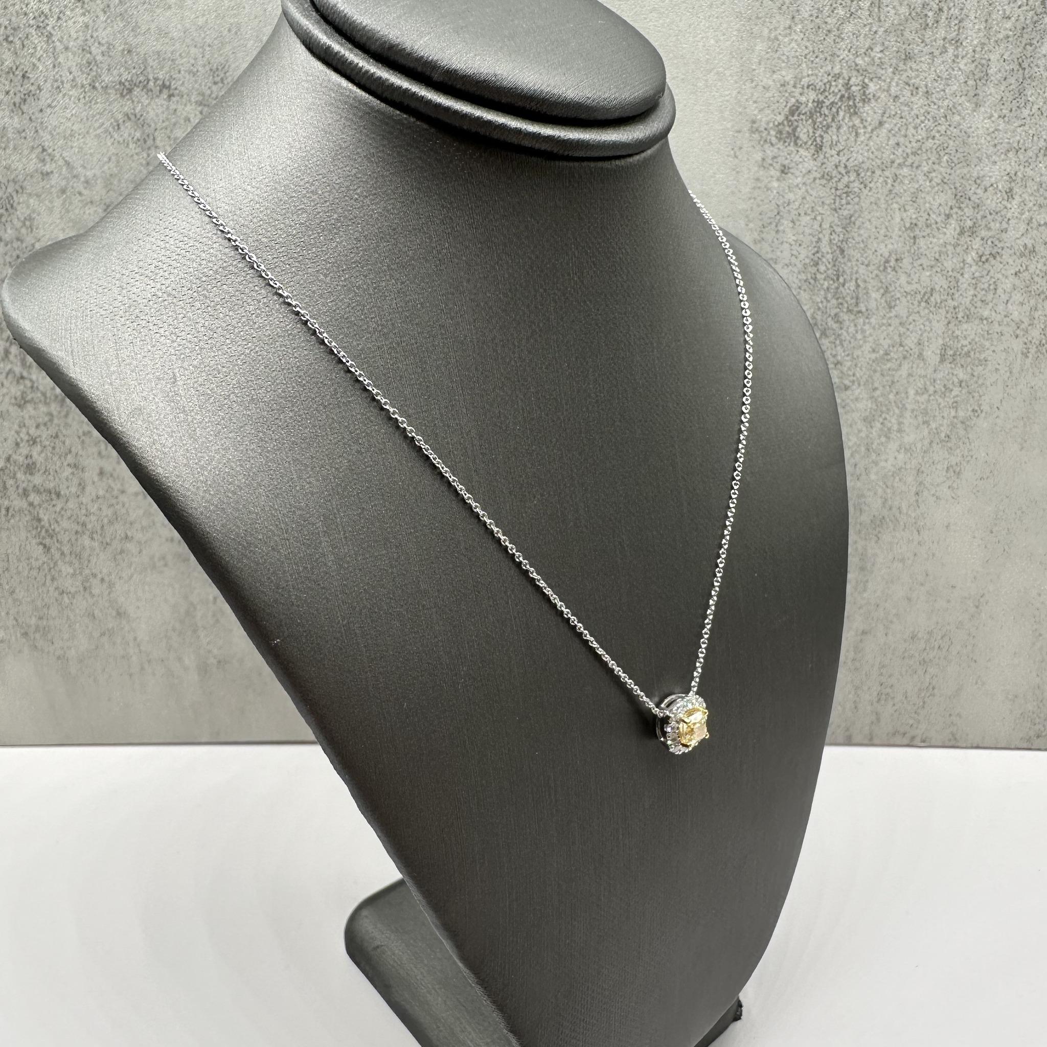 Natural Yellow Diamond Pendant Necklace 14K Gold 0.67ctw Adjustable 16 to 18in