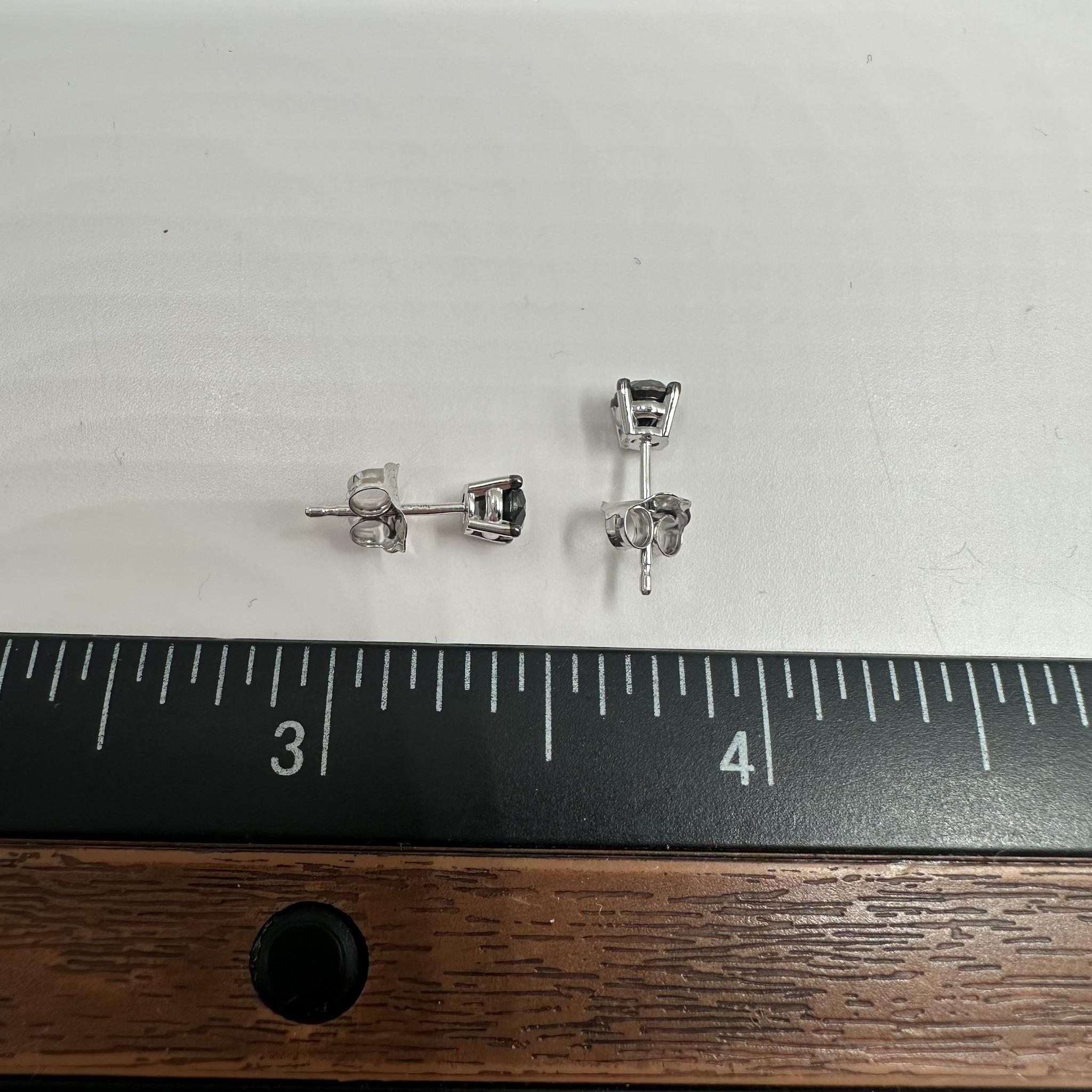Black Diamond Studs in 10kt White Gold - 0.50ctw, Push Backs, New Condition
