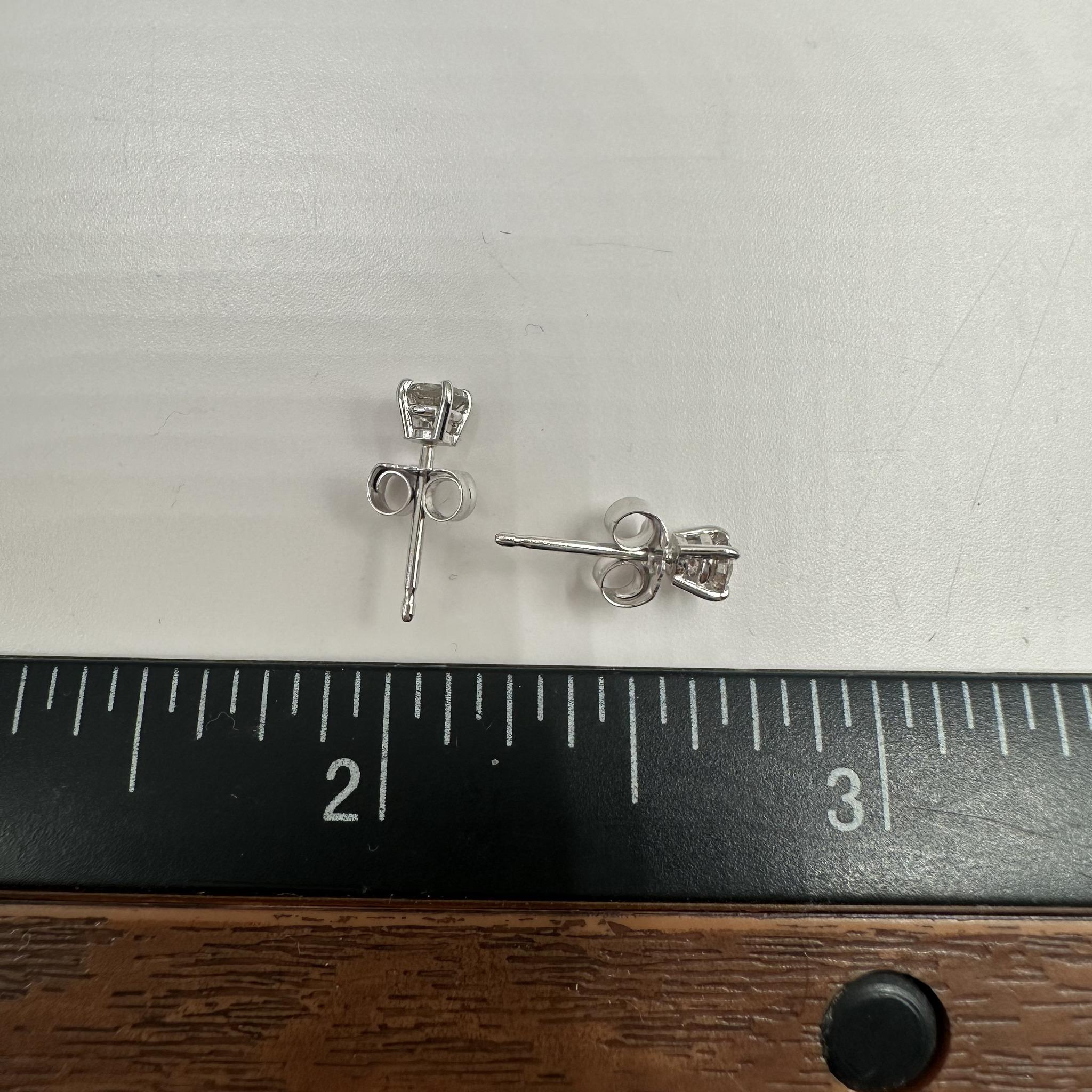 Diamond Stud Earrings 14K White Gold 0.25ctw Champagne Diamonds Push Backs New