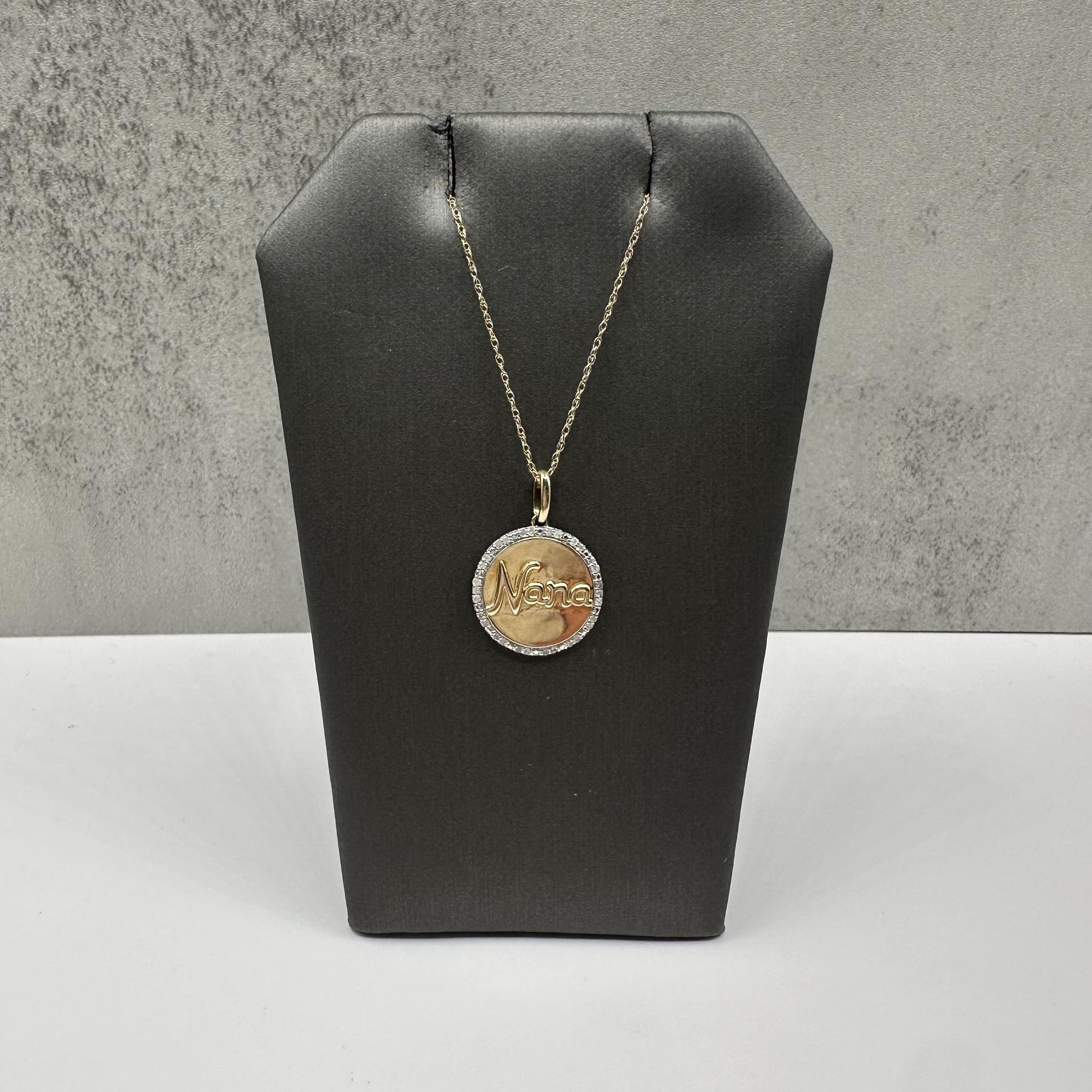 Diamond Disc Necklace "Nana" in 10kt Yellow Gold - 0.10ctw, Adjustable, New