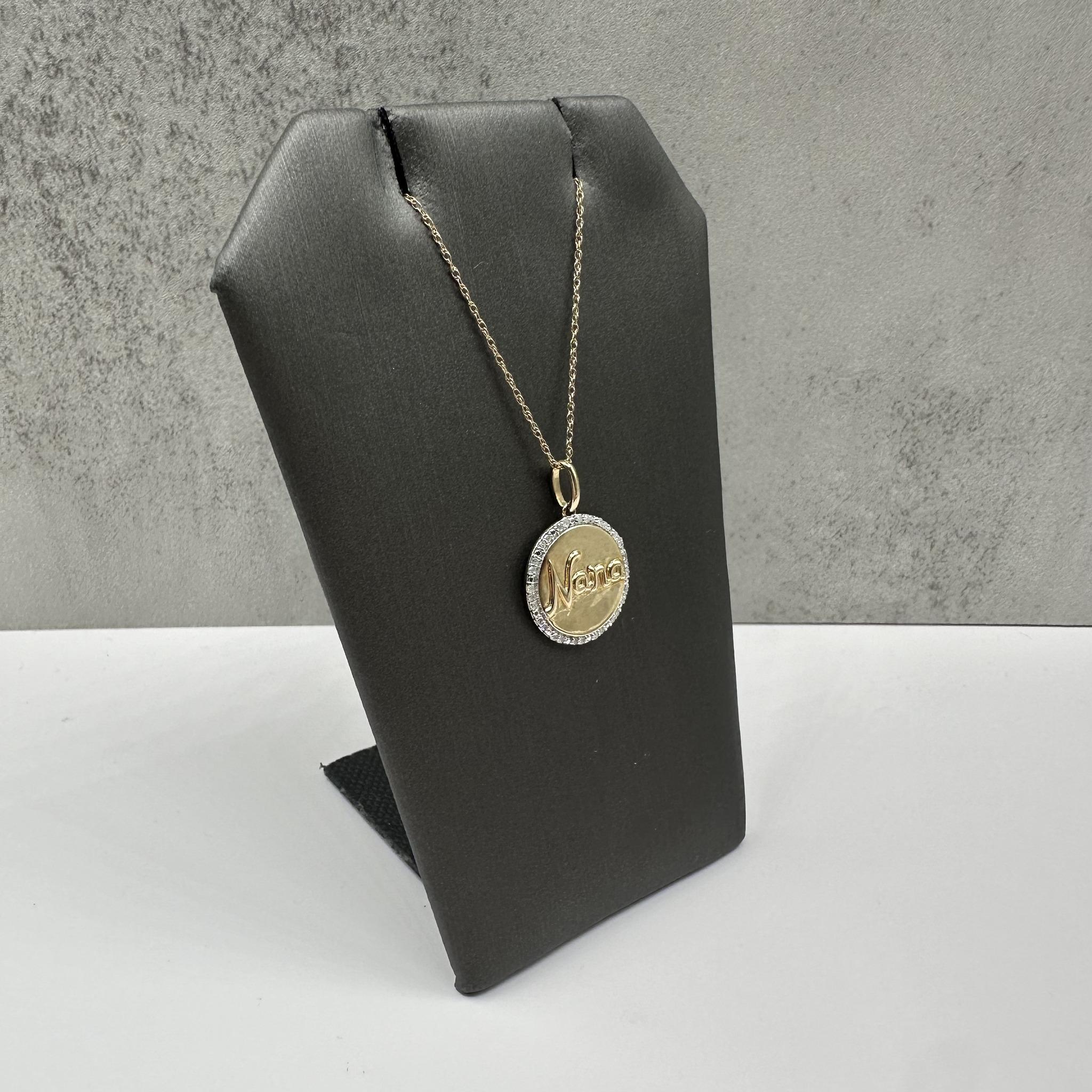 Diamond Disc Necklace "Nana" in 10kt Yellow Gold - 0.10ctw, Adjustable, New