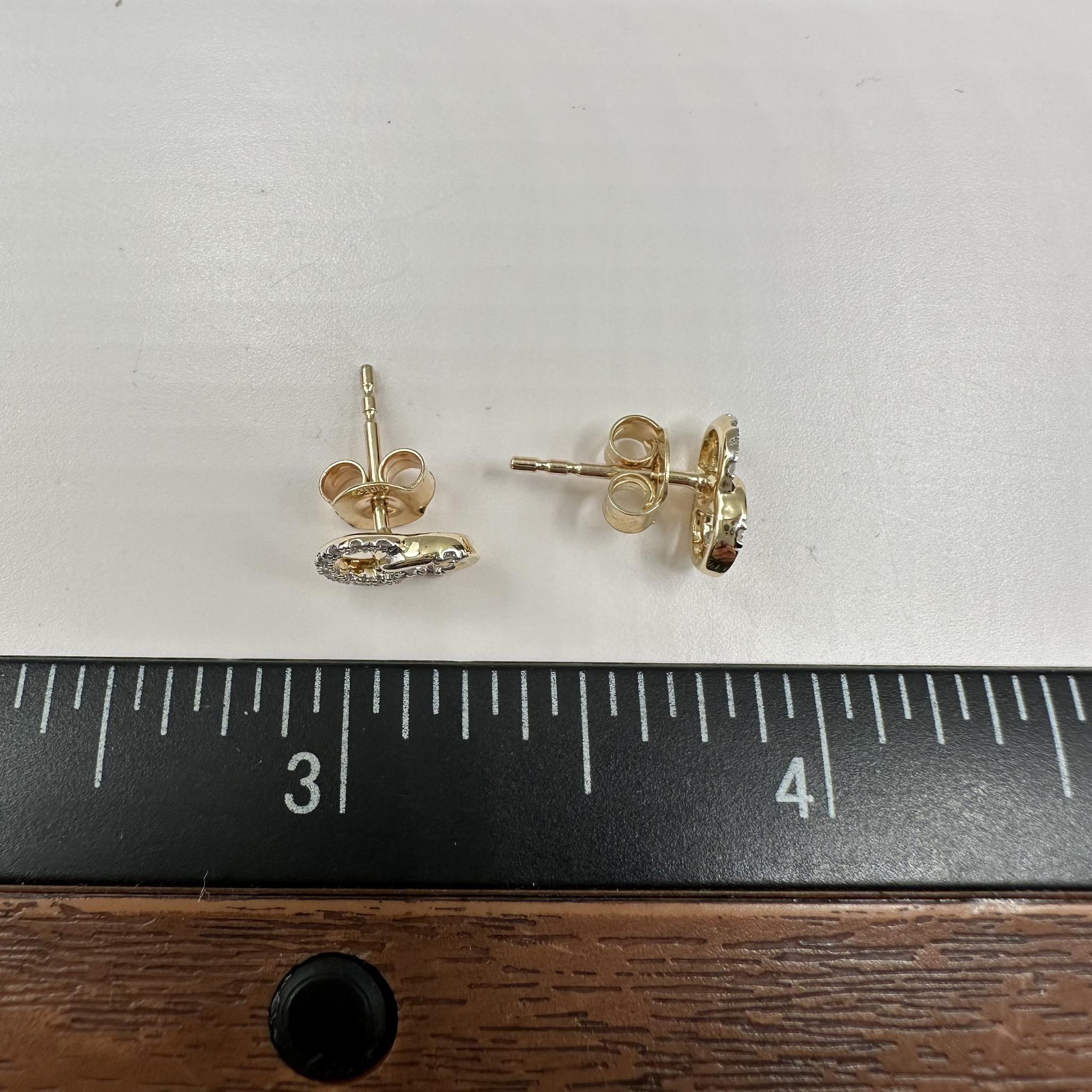 Diamond Circle Drop Earrings 14K Yellow Gold 0.08ctw New