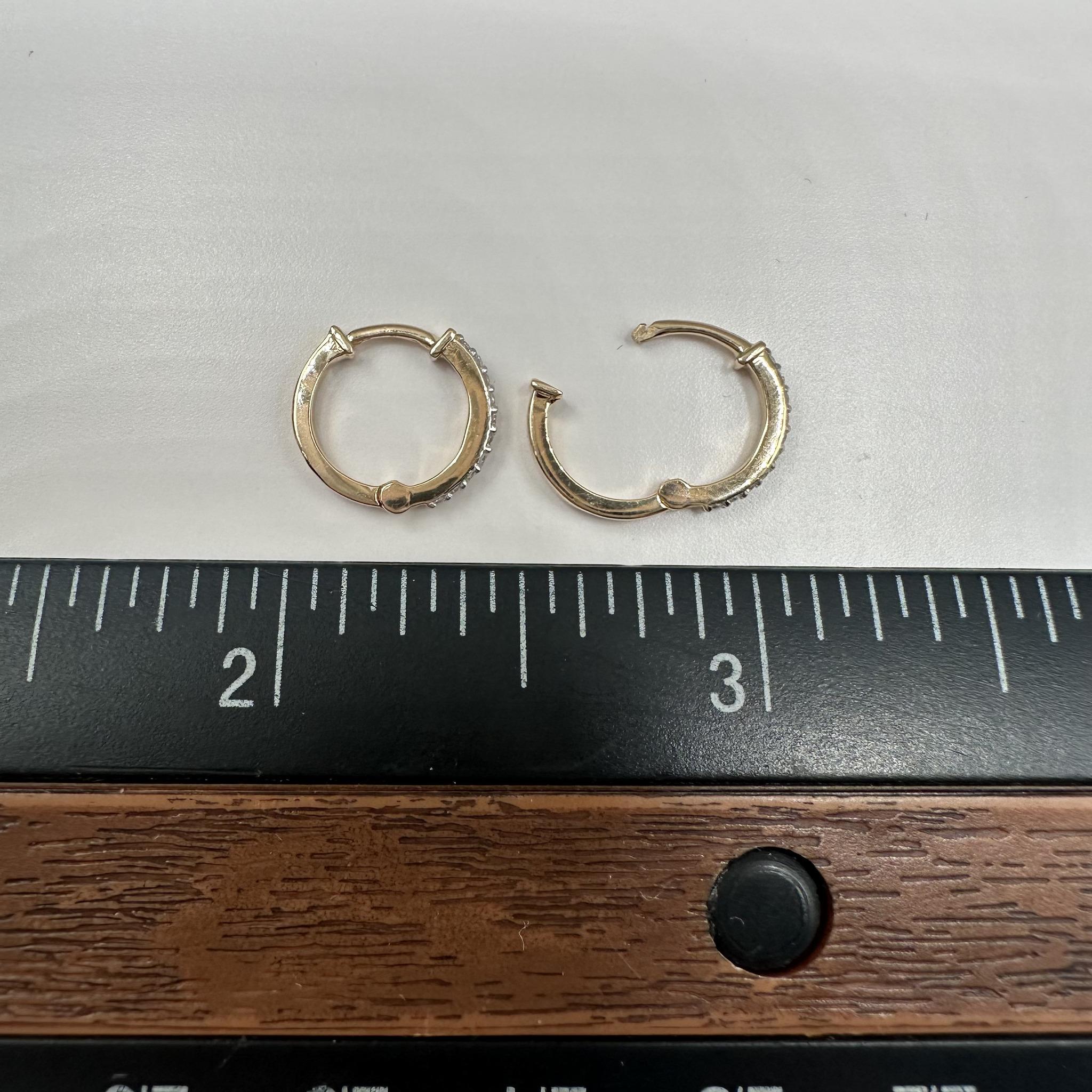 Diamond Huggie Earrings 14K Yellow Gold 0.10ctw 11.4mm New