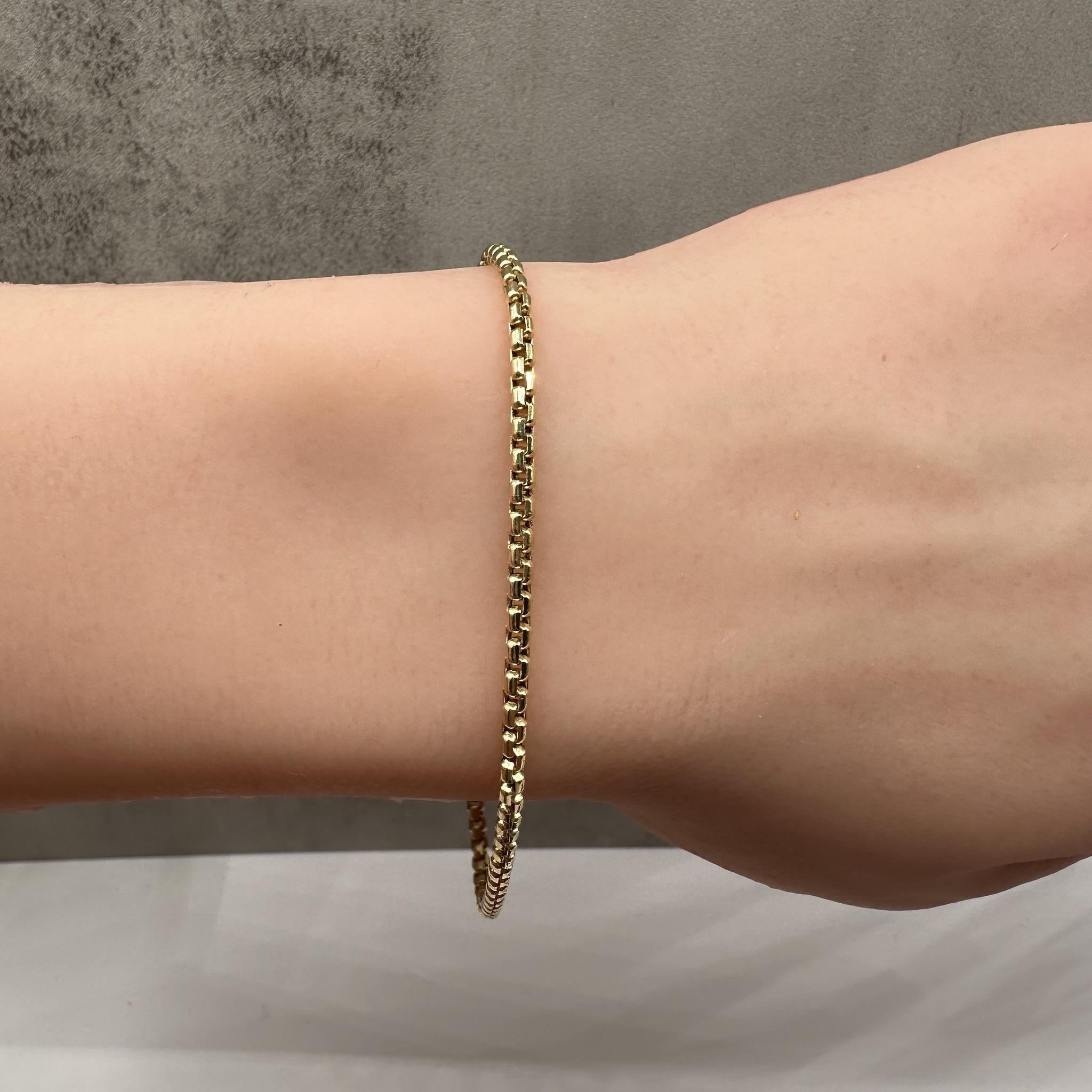 14kt Yellow Gold Rounded Box Chain Bracelet – 7.75in, 2.4mm, 2.93g, New