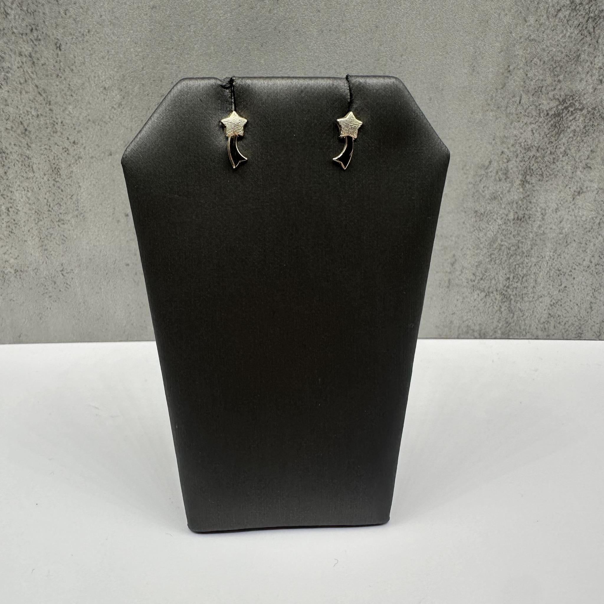 14K Yellow Gold Star Earrings Kids Threaded Backs 0.3g New