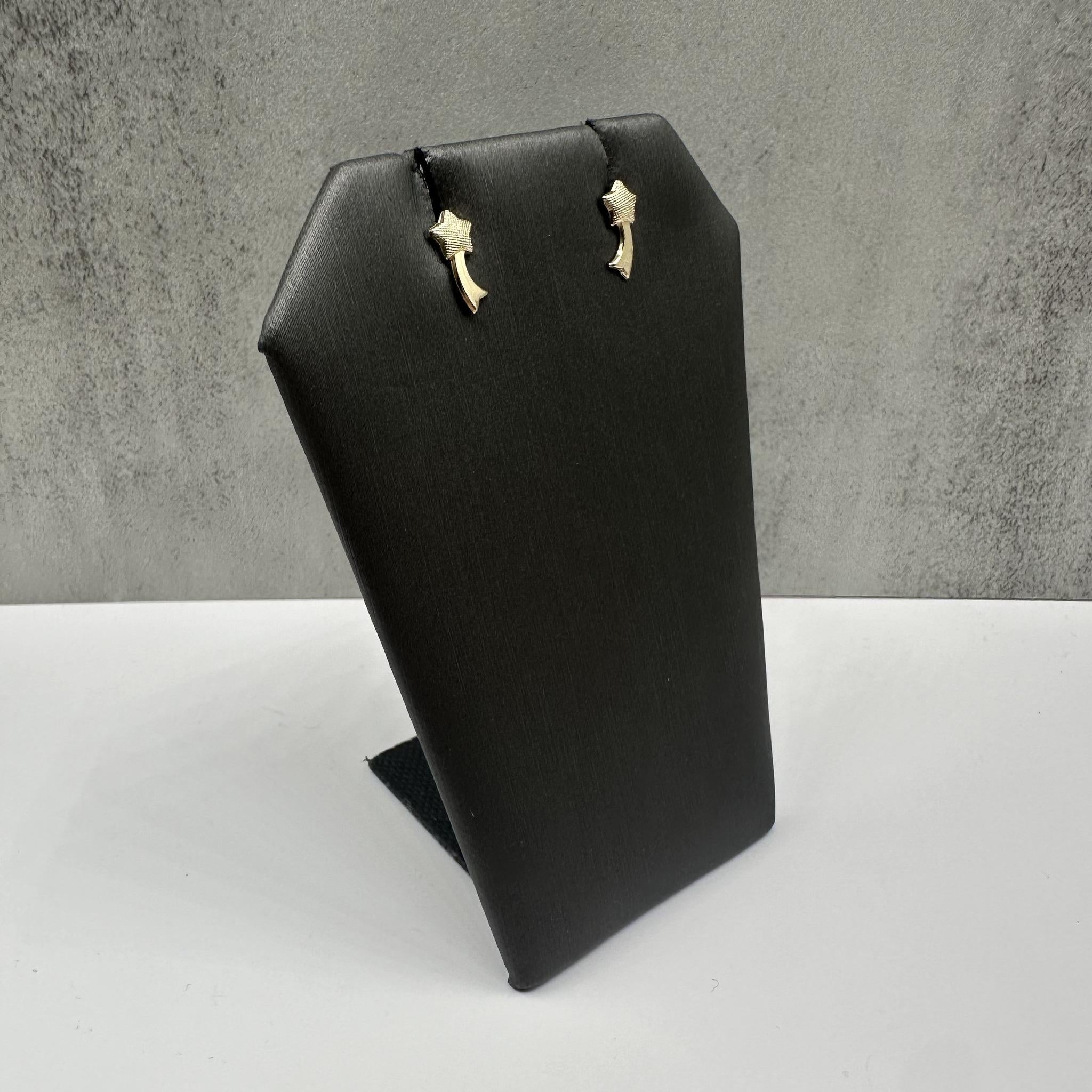 14K Yellow Gold Star Earrings Kids Threaded Backs 0.3g New