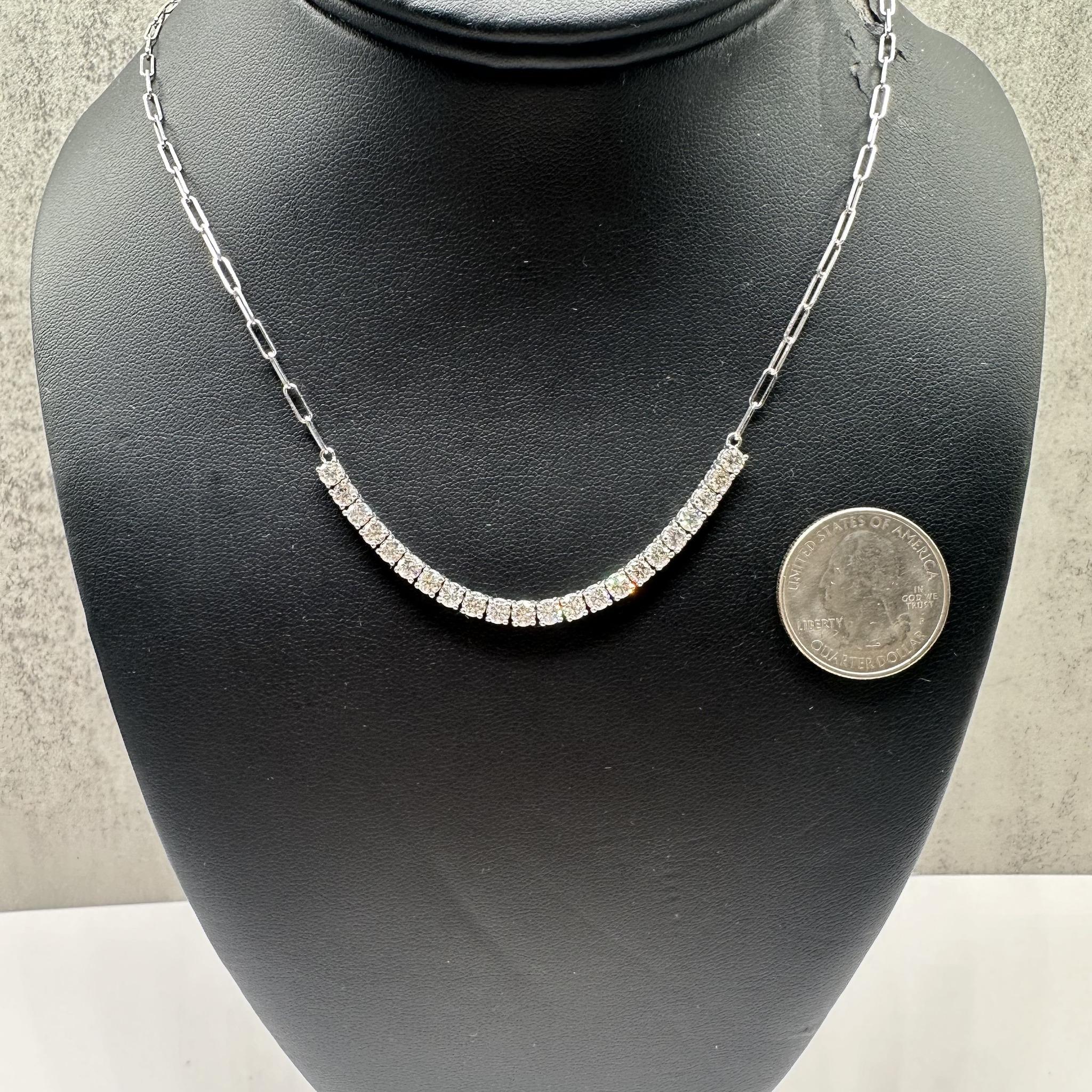 Diamond Tennis Link Necklace 14K White Gold 3ctw 19in New