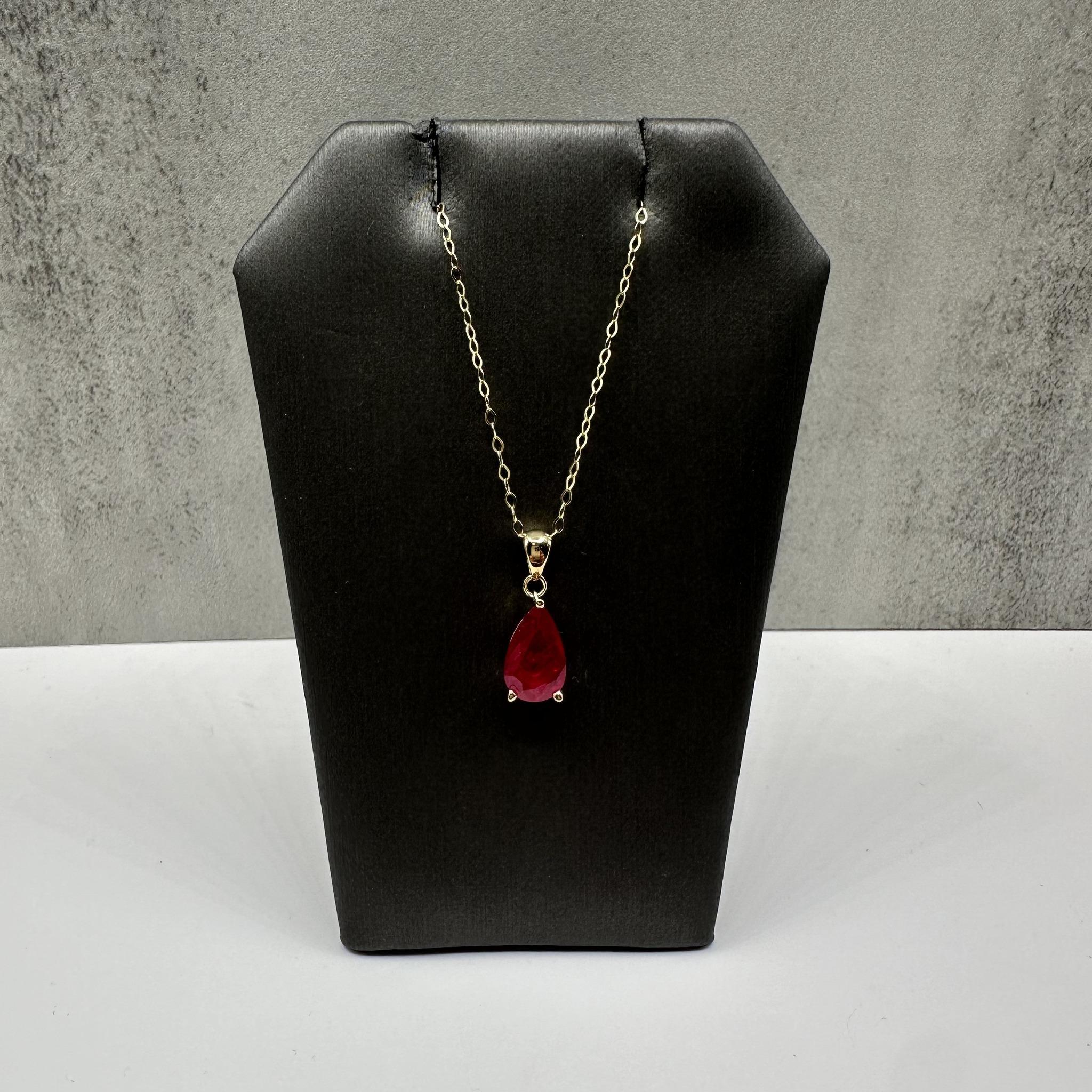 Ruby Necklace 14K Yellow Gold 1.97ct 18in New