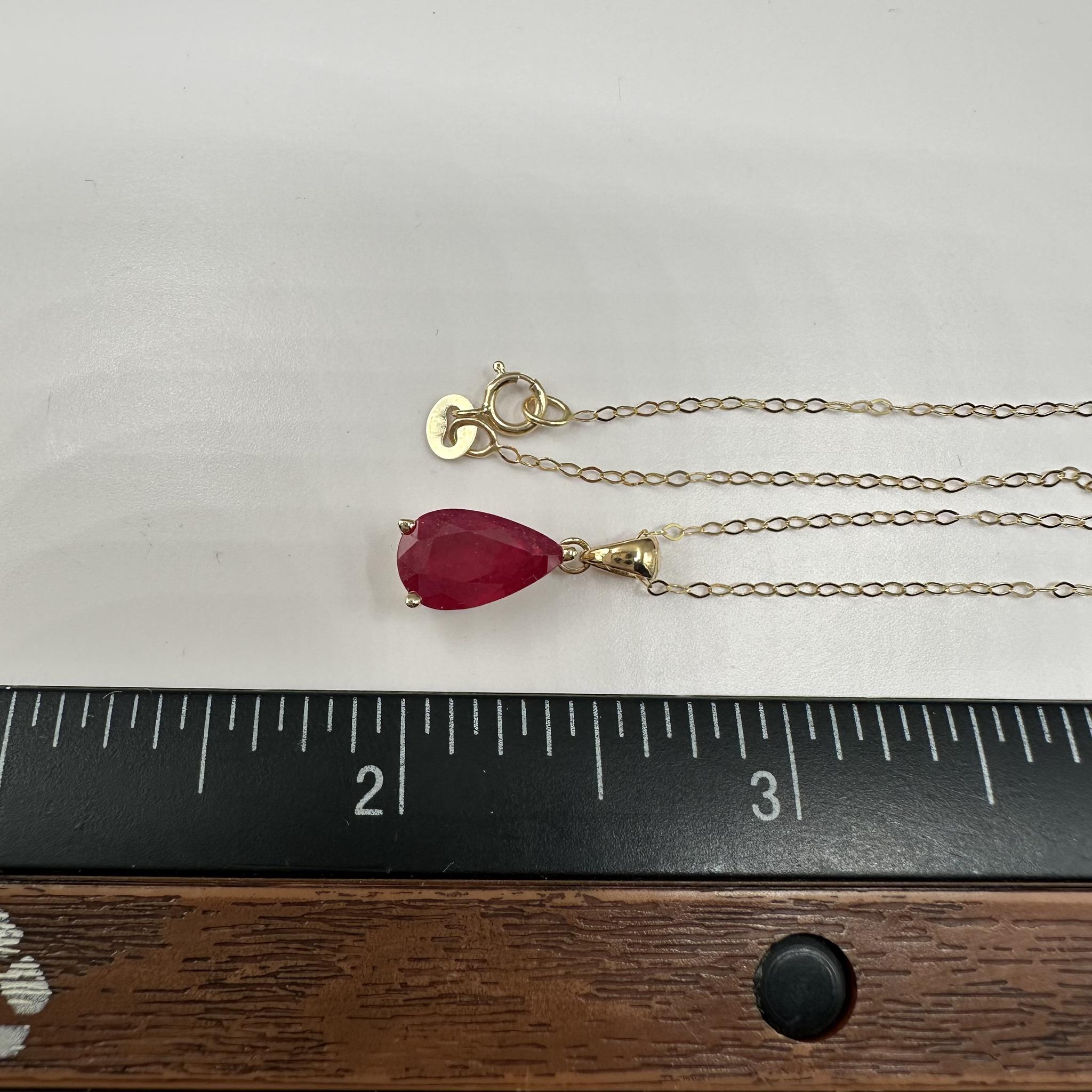 Ruby Necklace 14K Yellow Gold 1.97ct 18in New