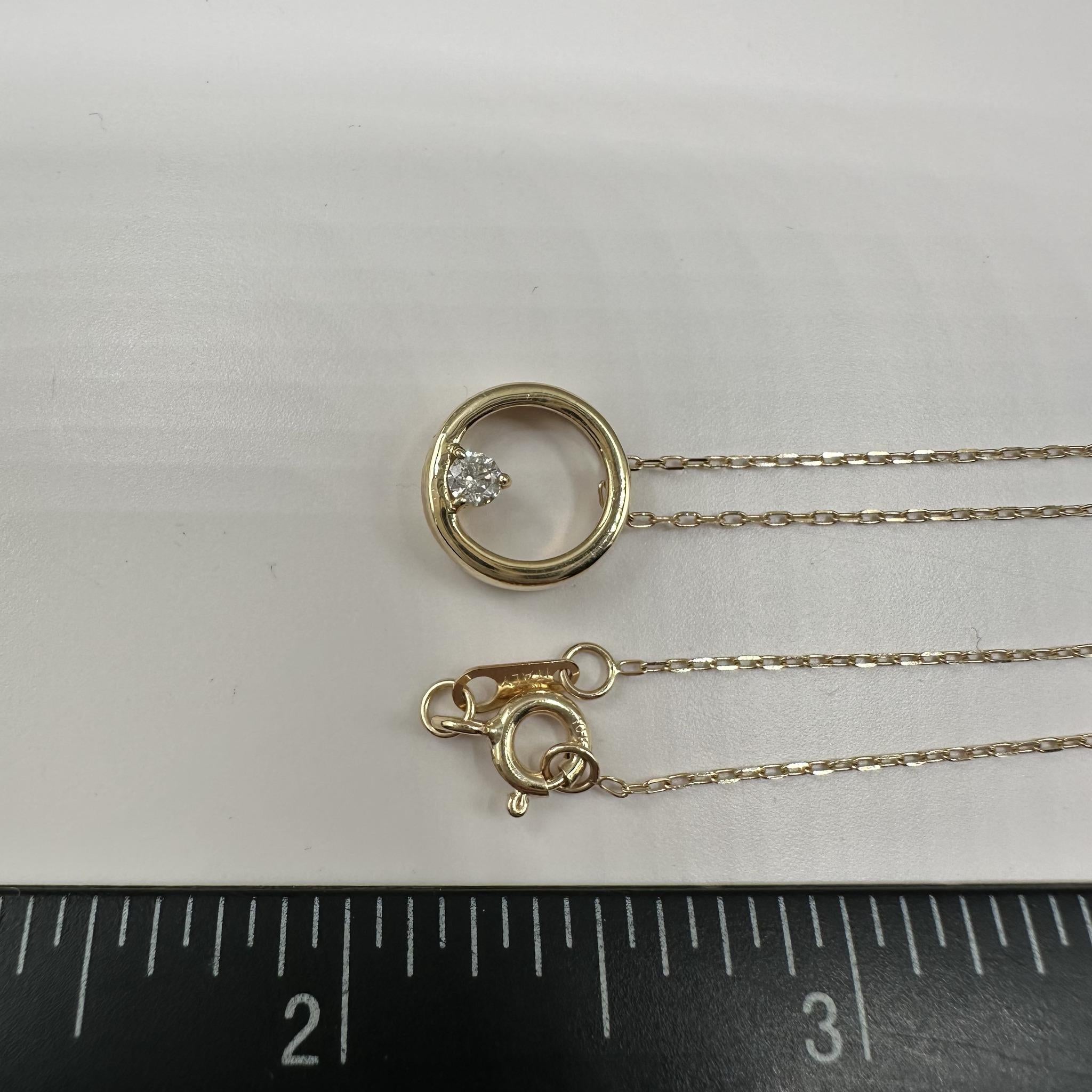 Diamond Circle Necklace in 10kt Yellow Gold – 0.10ctw, 16–18in, New