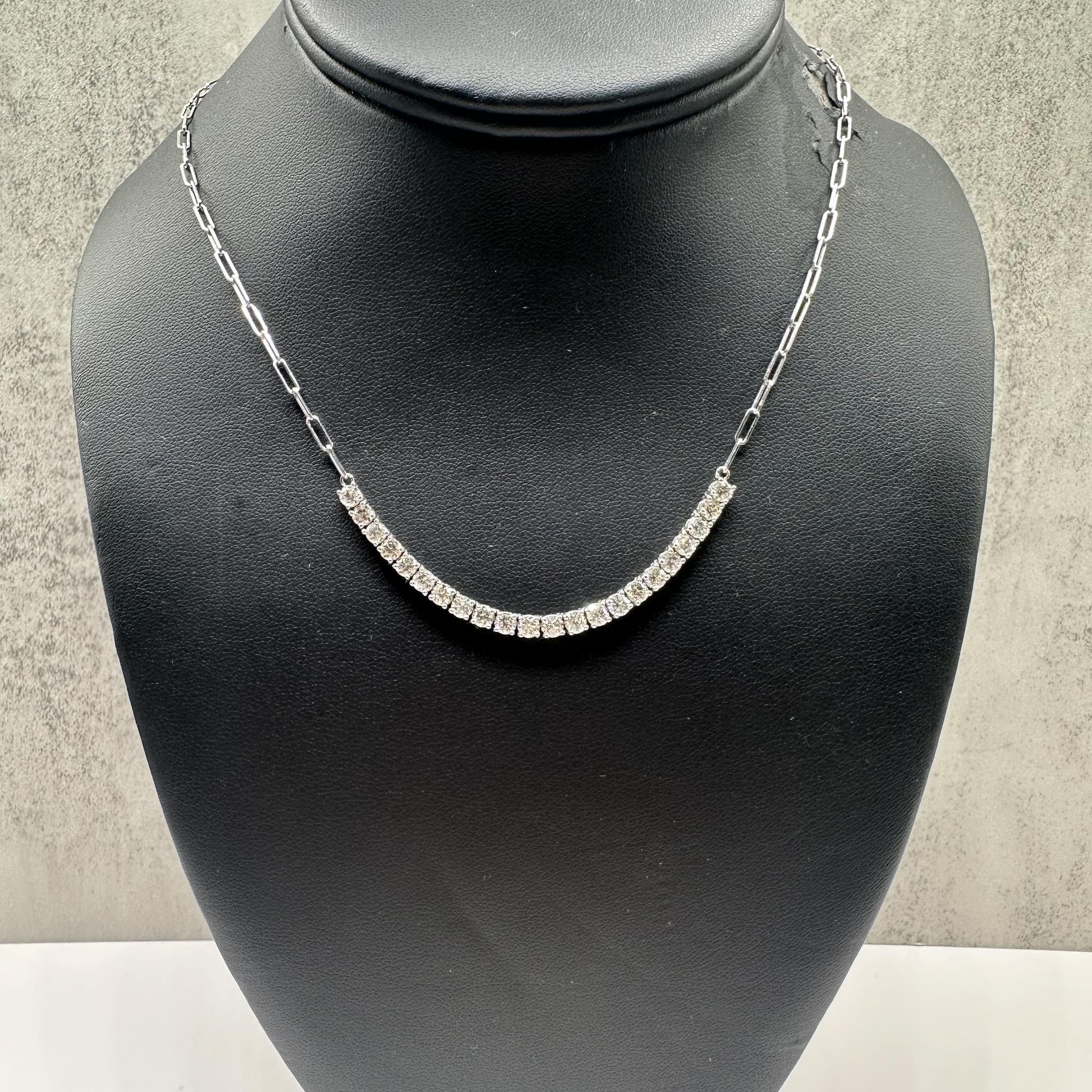Diamond Tennis Link Necklace 14K White Gold 3ctw 19in New