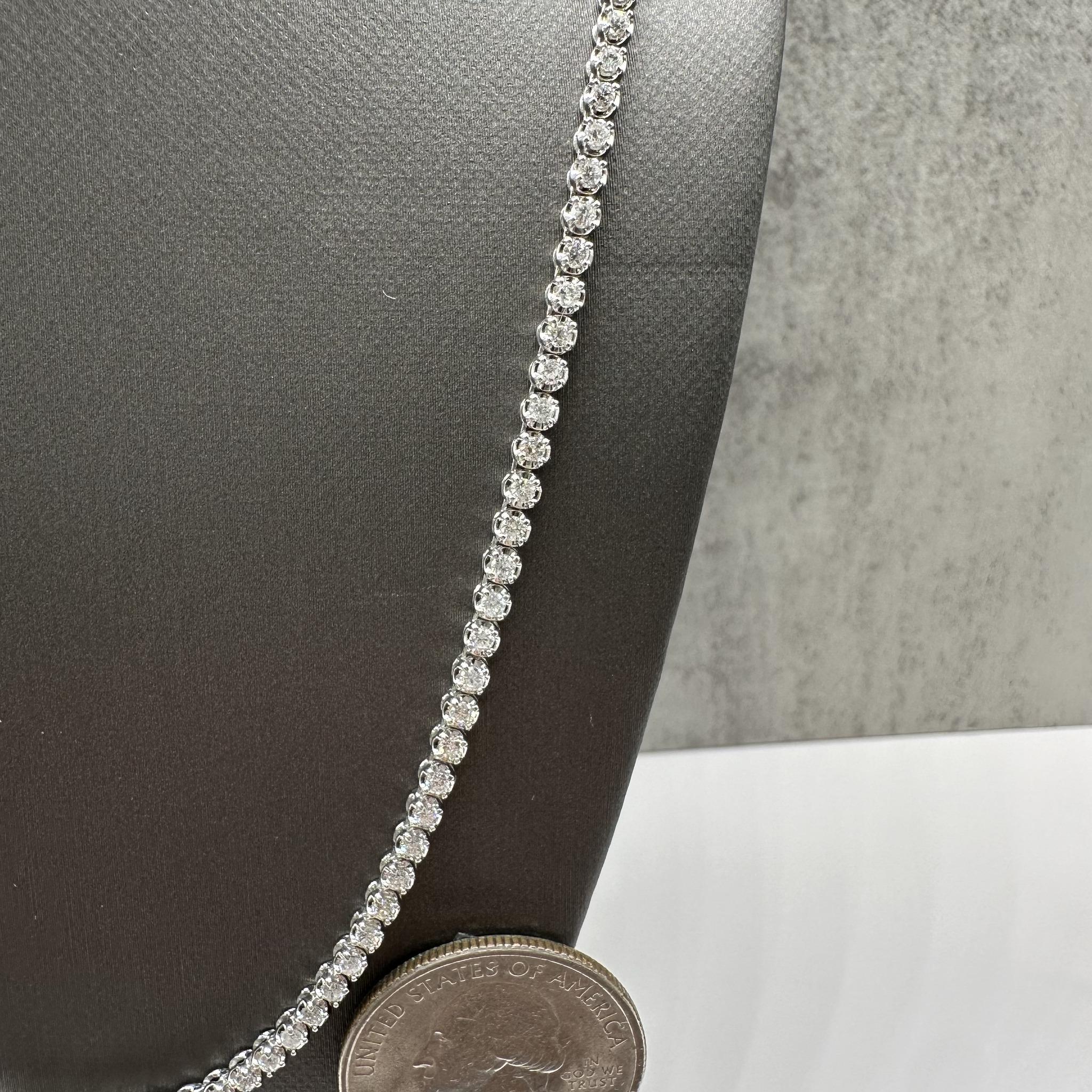 Natural Diamond Tennis Necklace 14K White Gold 3.3ctw 18in New
