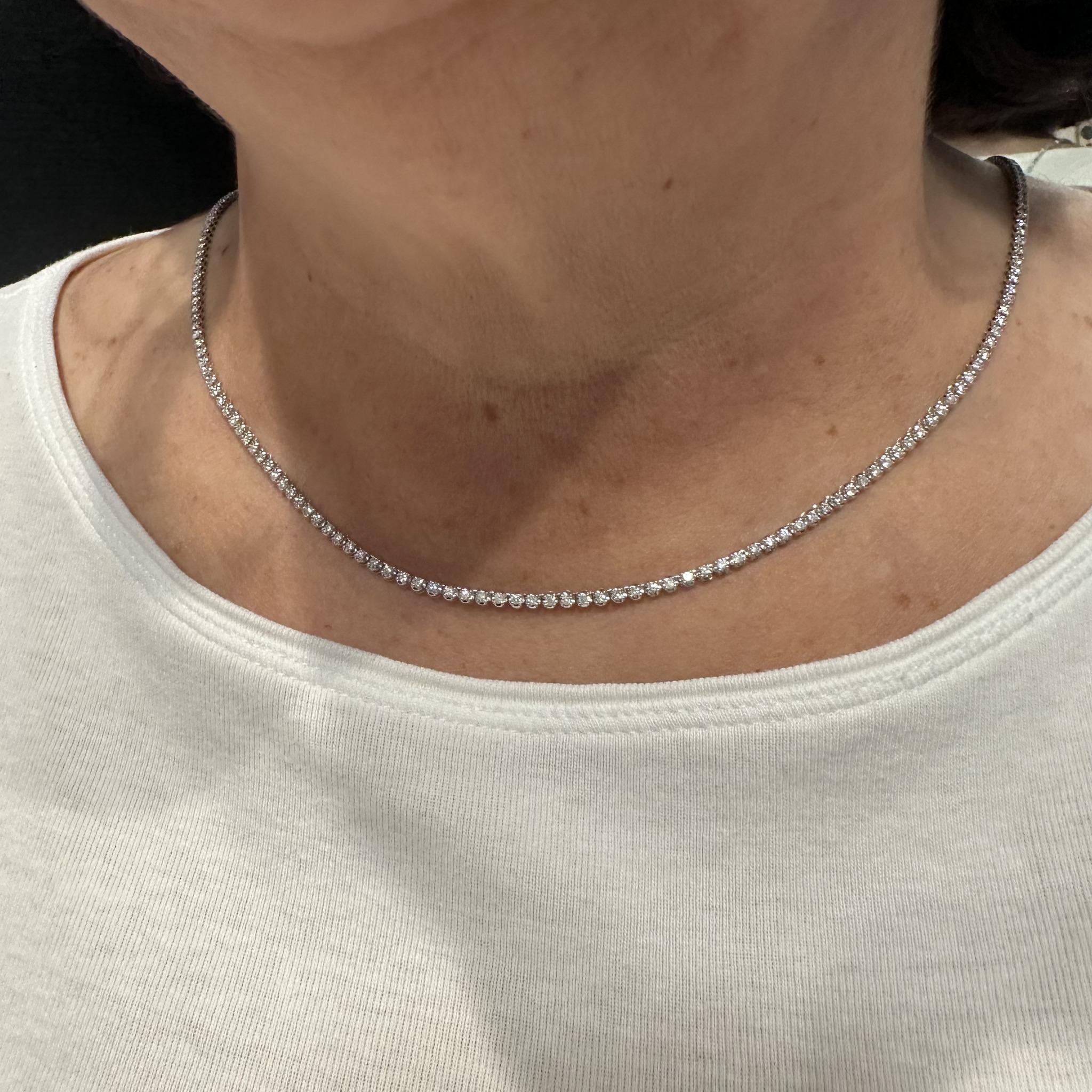 Natural Diamond Tennis Necklace 14K White Gold 3.3ctw 18in New