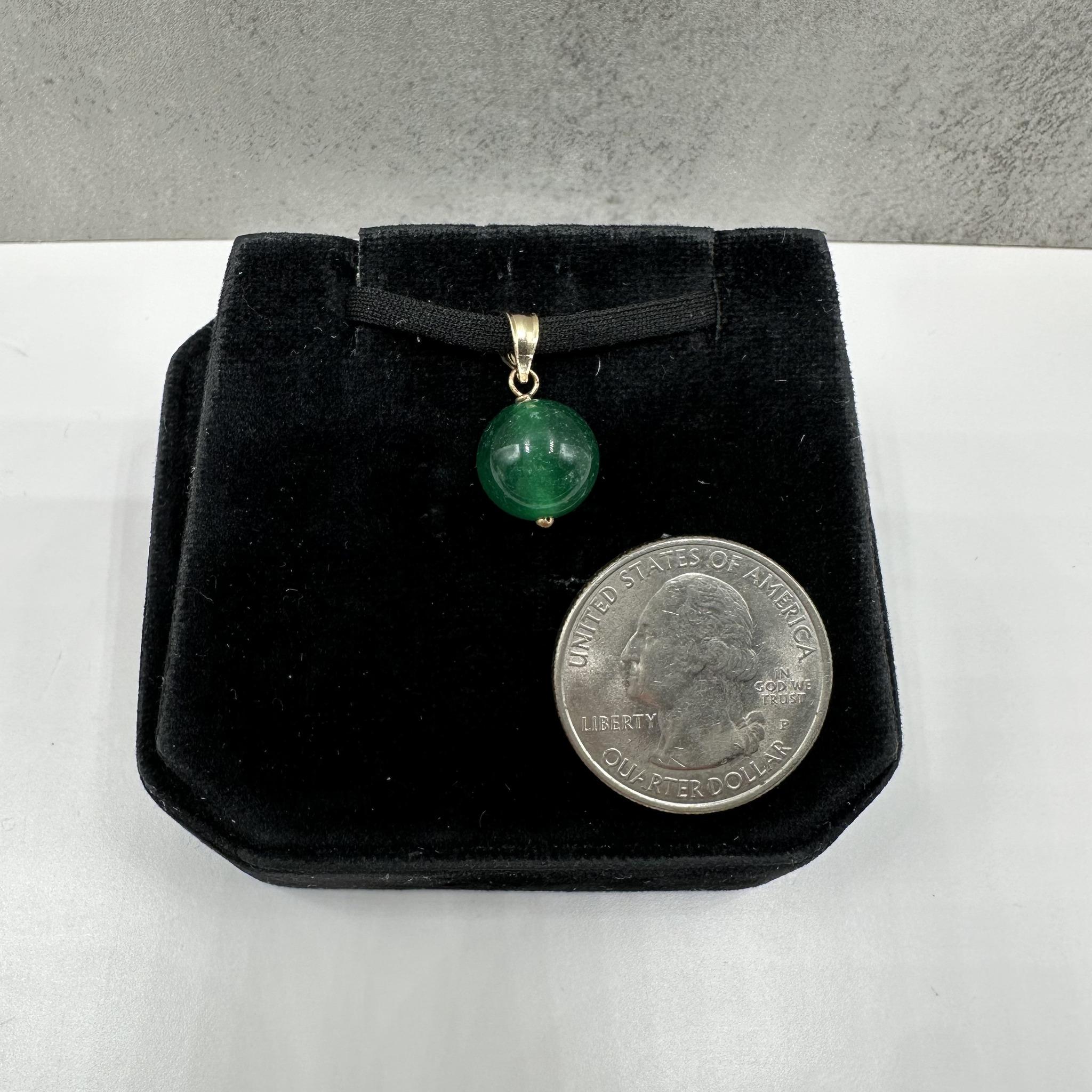 Malachite Pendant 14K Yellow Gold 10mm 1.5g New