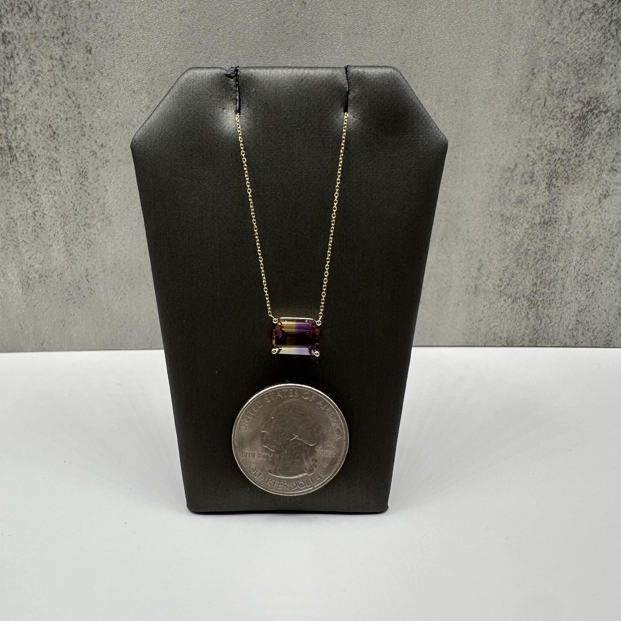 Ametrine Solitaire Necklace 14K Yellow Gold 2.43ct 18.25in New