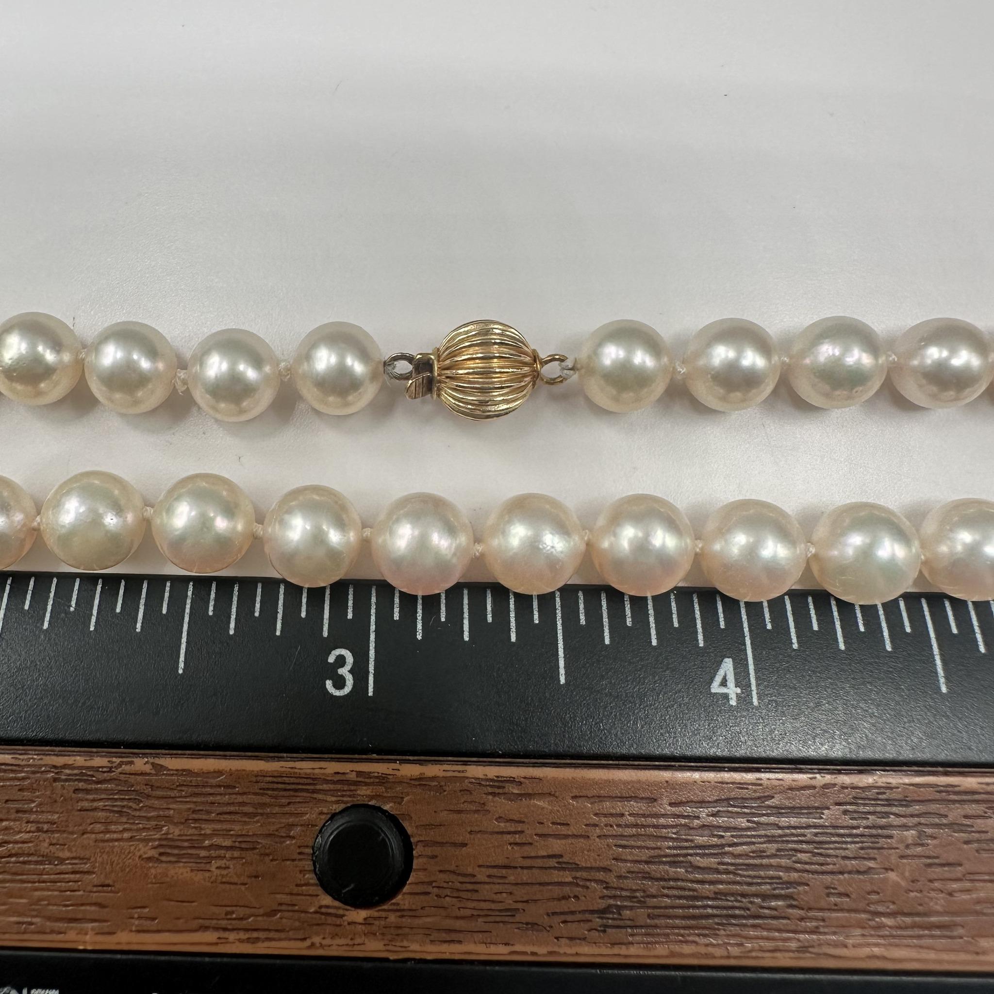 Akoya Pearl Strand Necklace 6.5–7mm 18in 14K Gold Clasp