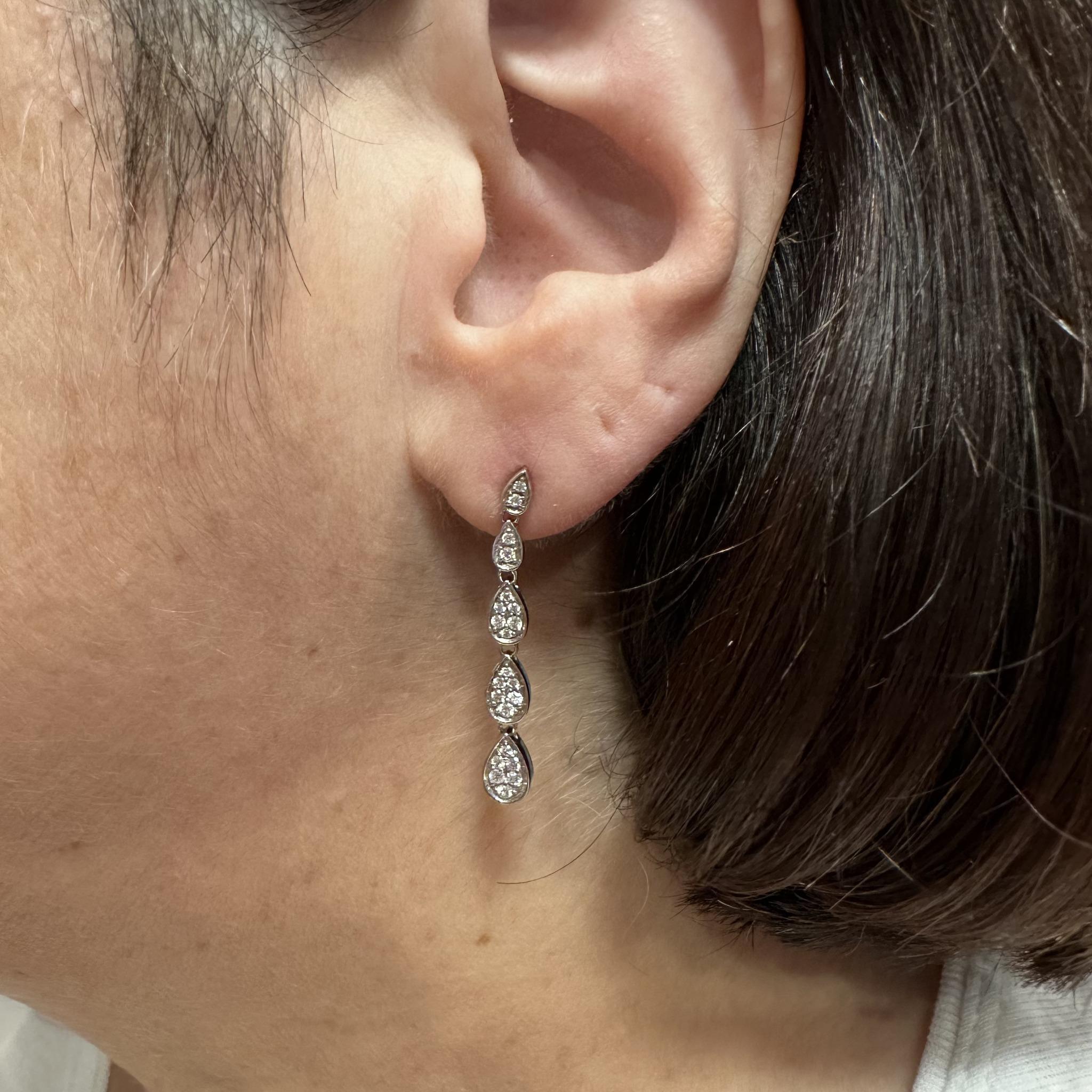 0.50ctw Natural Diamond Drop Earrings 10K White Gold GH SI New