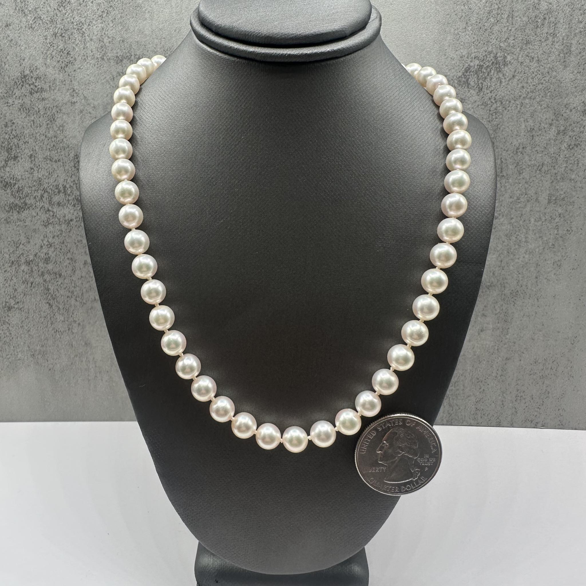 Akoya Pearl Strand Necklace 6.5–7mm 18in 14K Gold Clasp