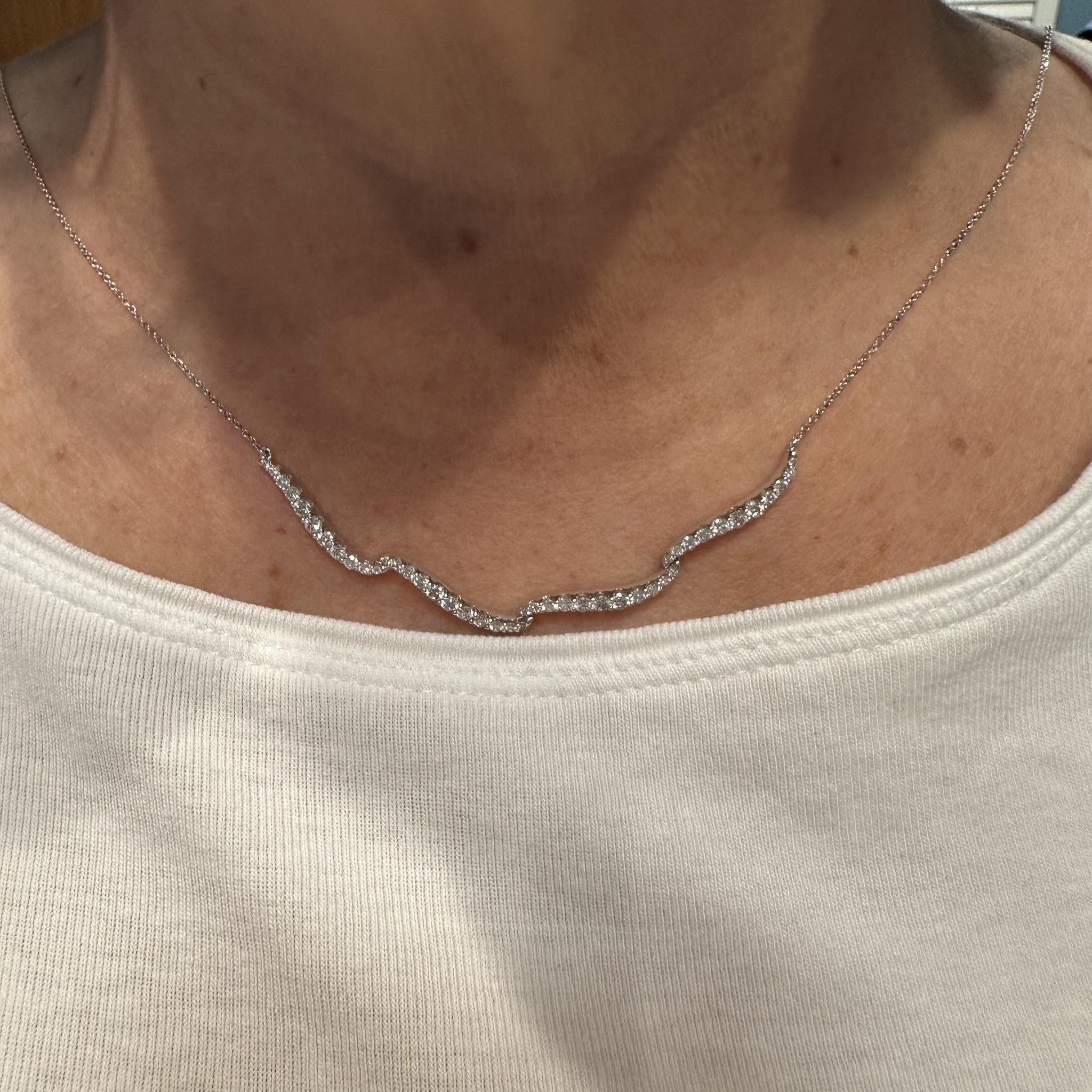 Diamond Necklace 14K White Gold 1.25ctw GH SI I1 Adjustable New