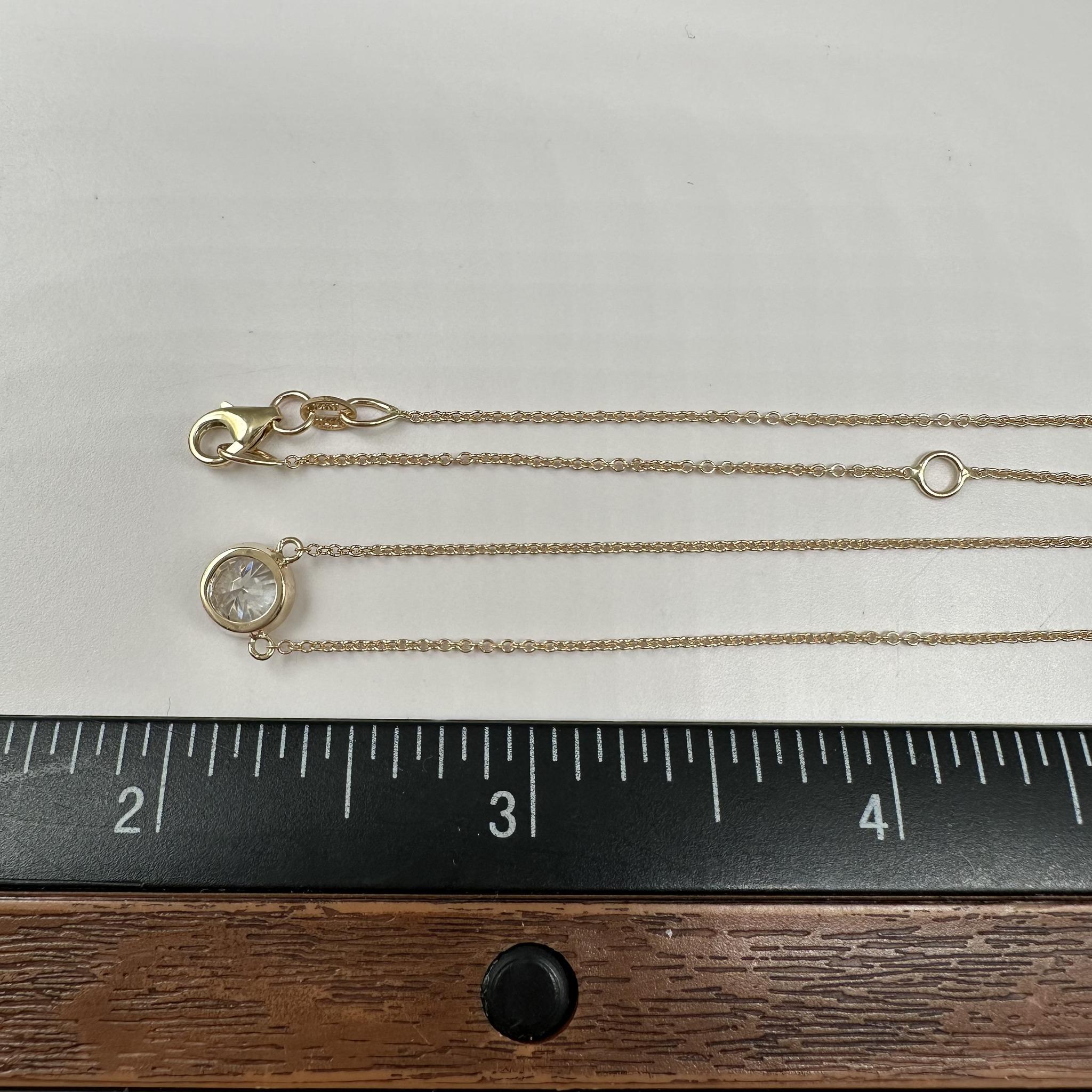 GIA 0.72ct Bezel Set Diamond Necklace 14K Yellow Gold Adjustable