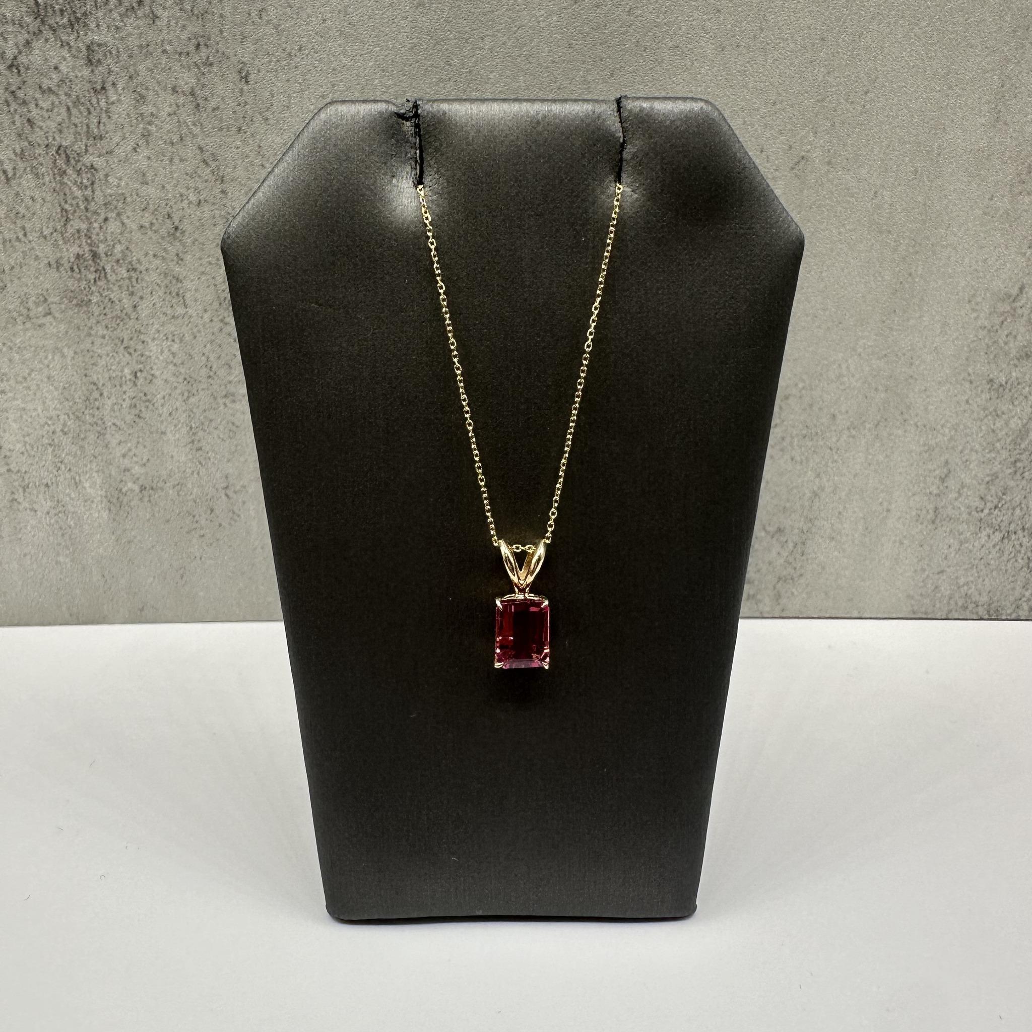 Pink Tourmaline Necklace 14K Yellow Gold 1.4ctw 18in New