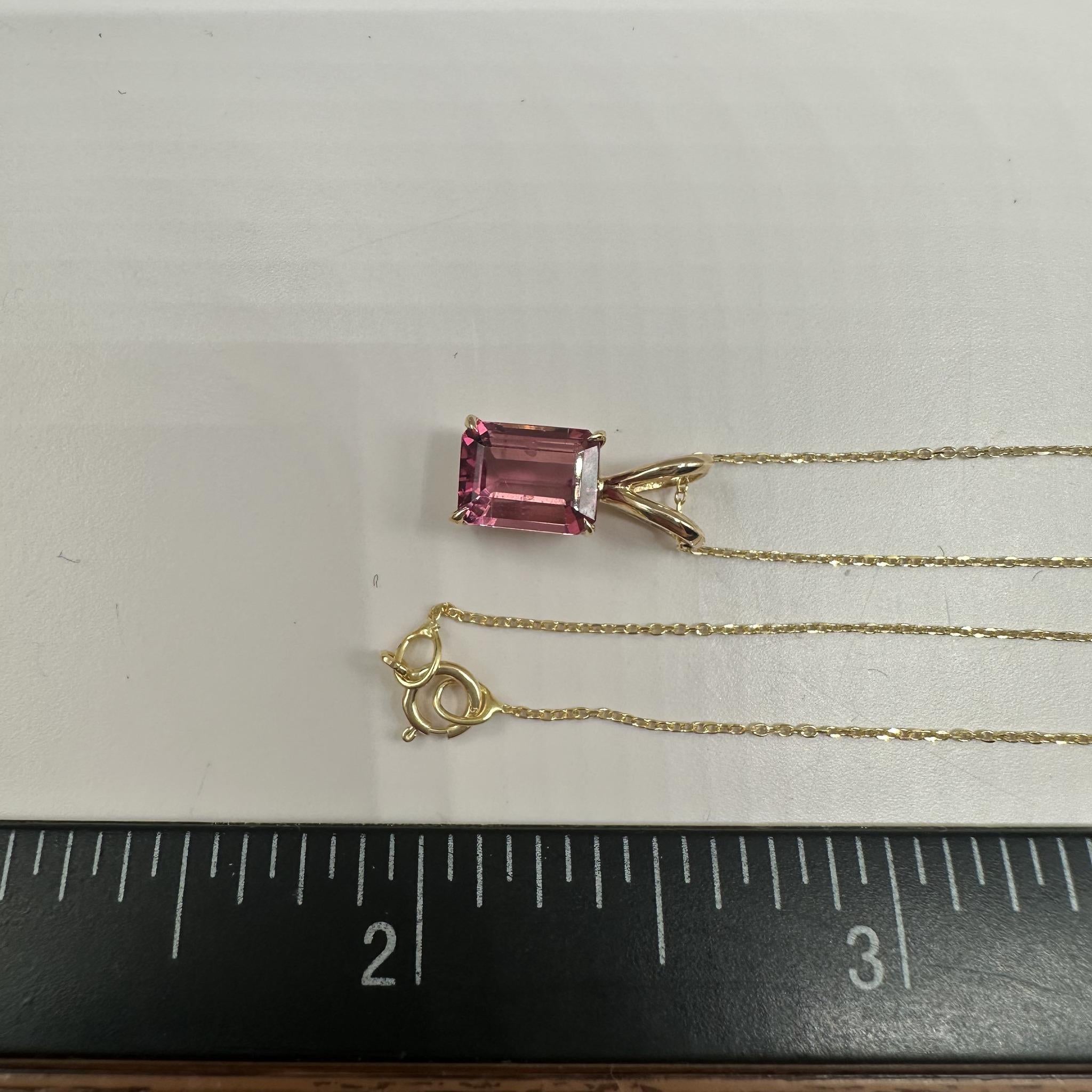 Pink Tourmaline Necklace 14K Yellow Gold 1.4ctw 18in New