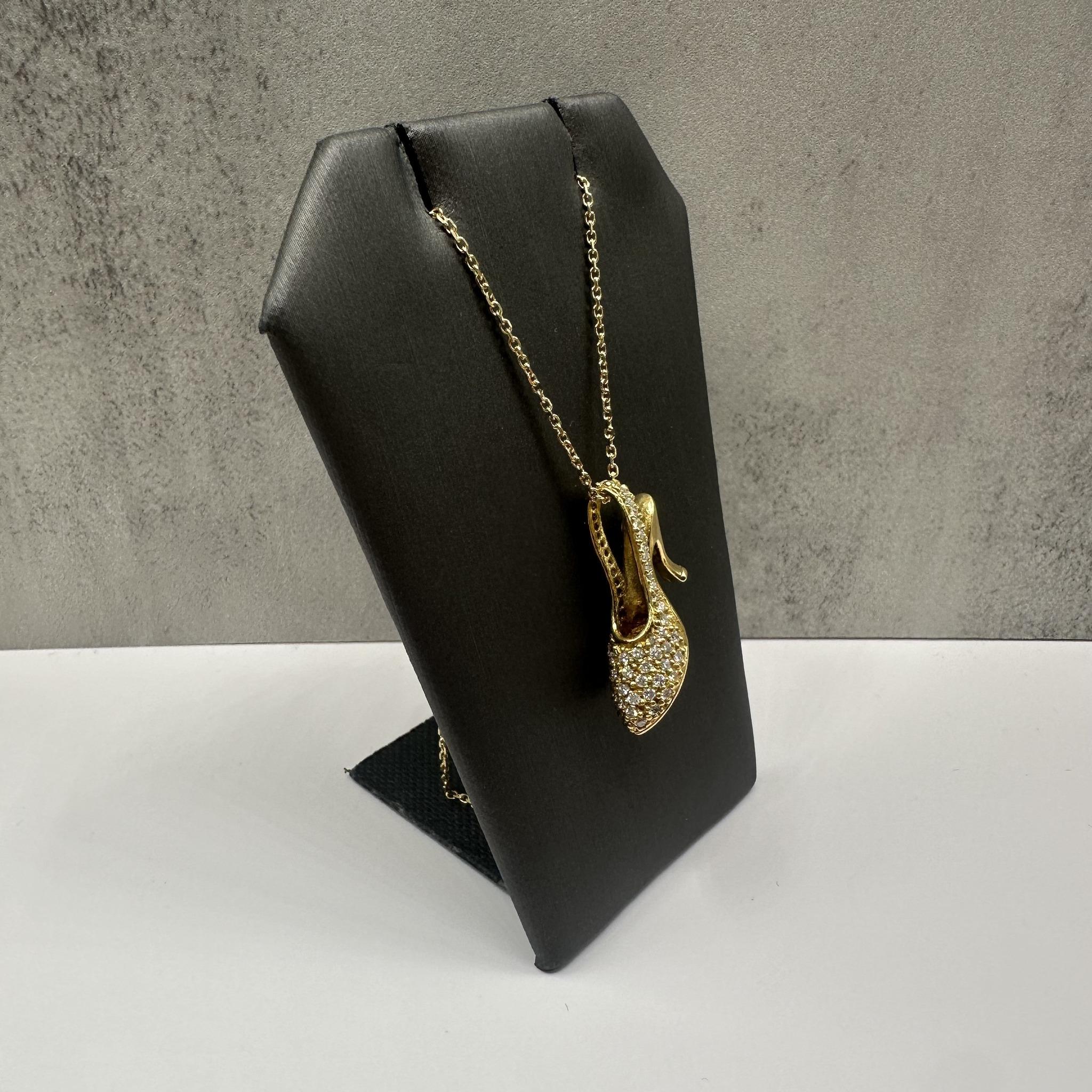 Estate Diamond High Heel Necklace Yellow Gold 0.90ctw 18in Pre Loved