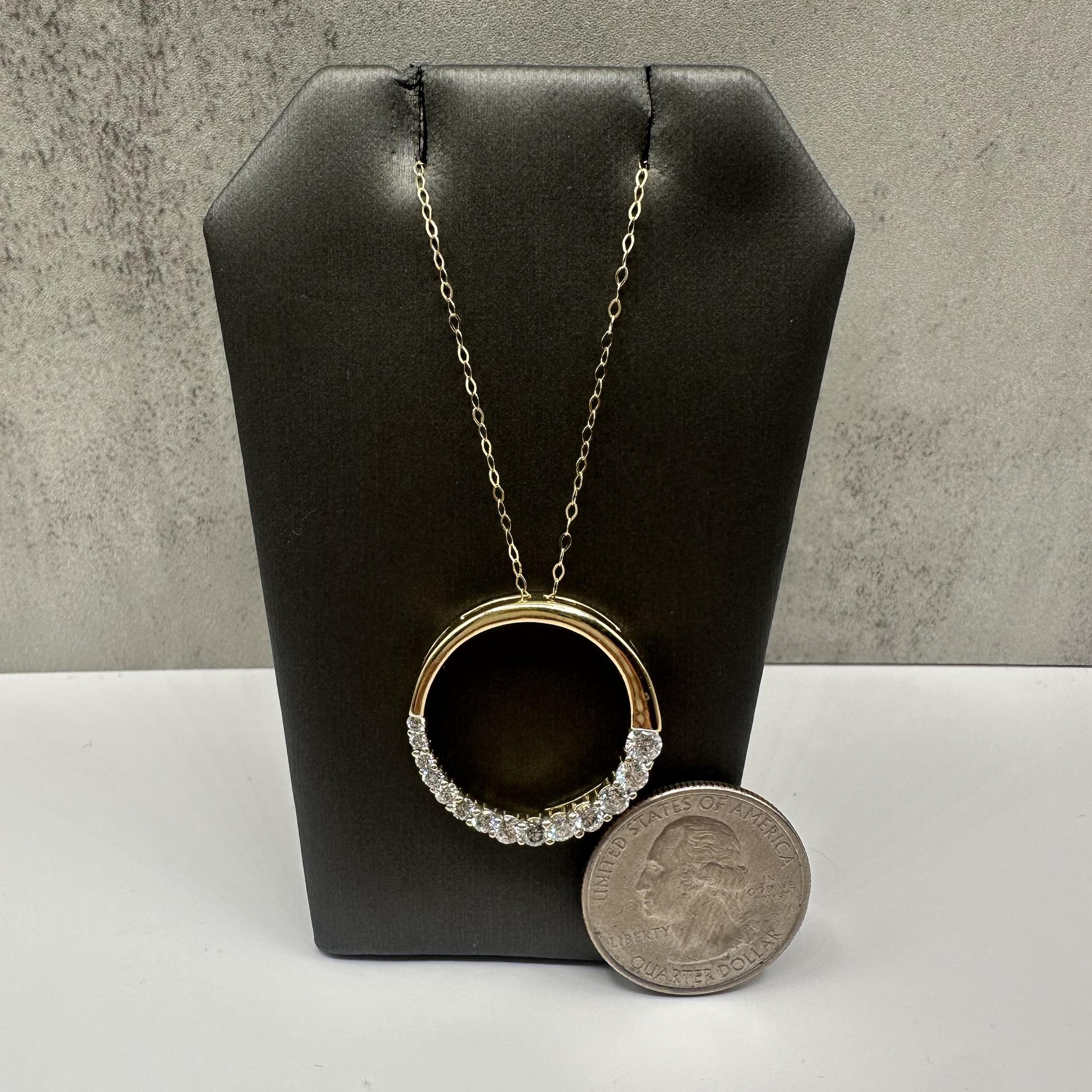 Diamond Circle Necklace 14K Yellow Gold 1ctw 18in Pre Loved