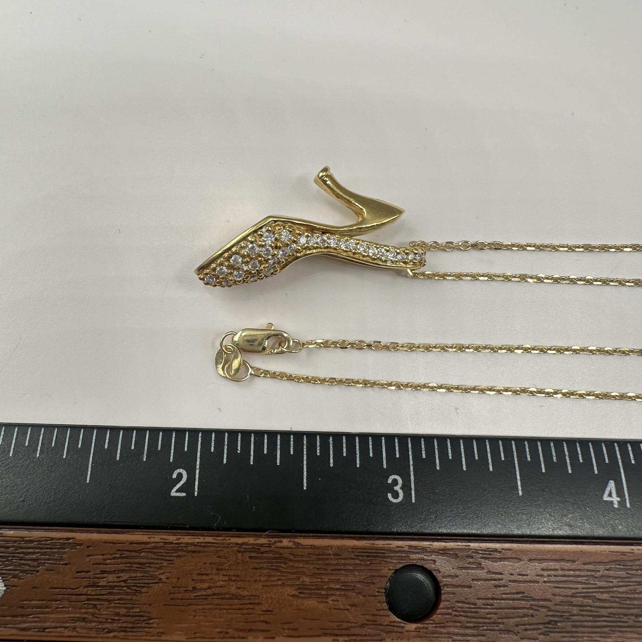 Estate Diamond High Heel Necklace Yellow Gold 0.90ctw 18in Pre Loved