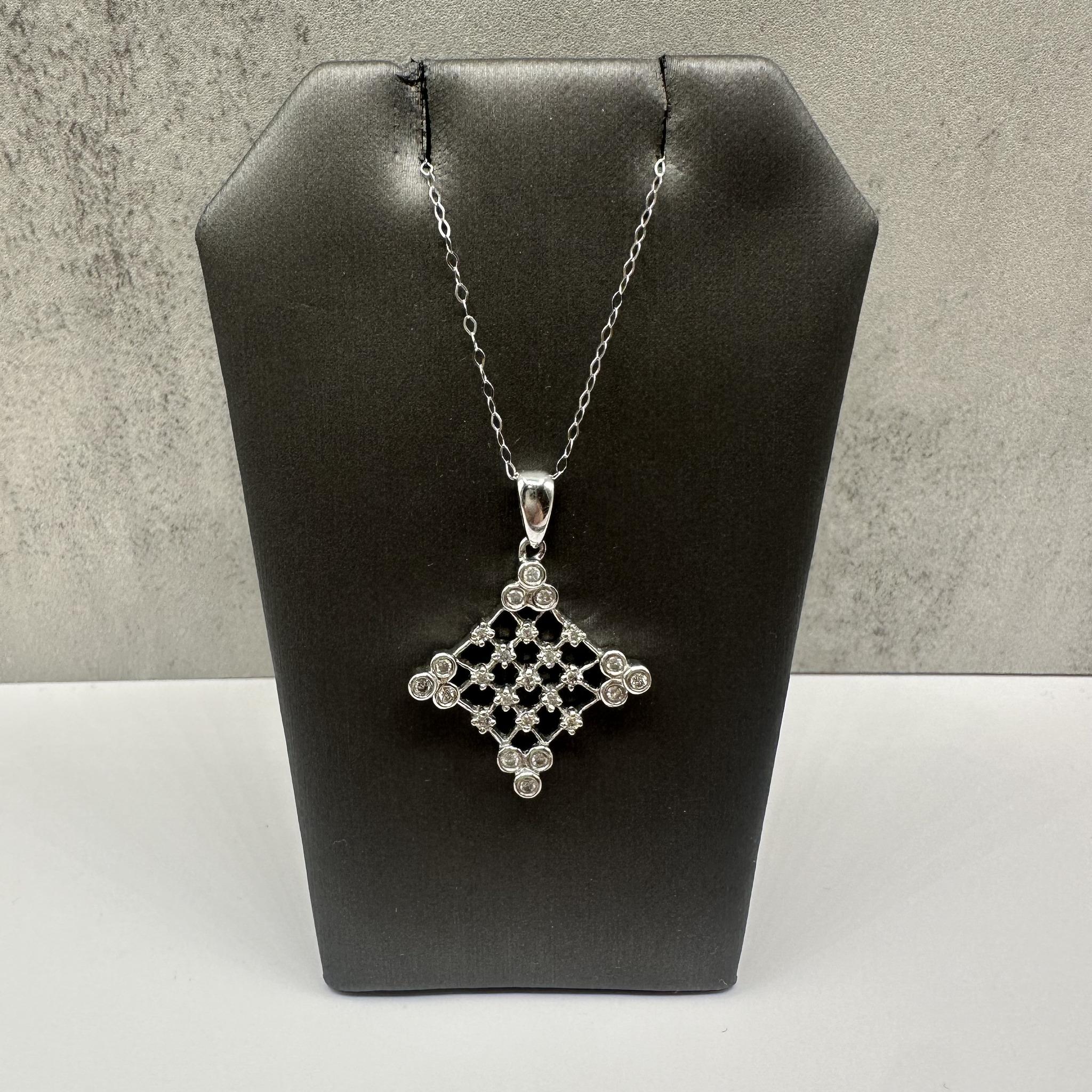 Estate Diamond Necklace 14K White Gold 0.35ctw 18in Pre Loved