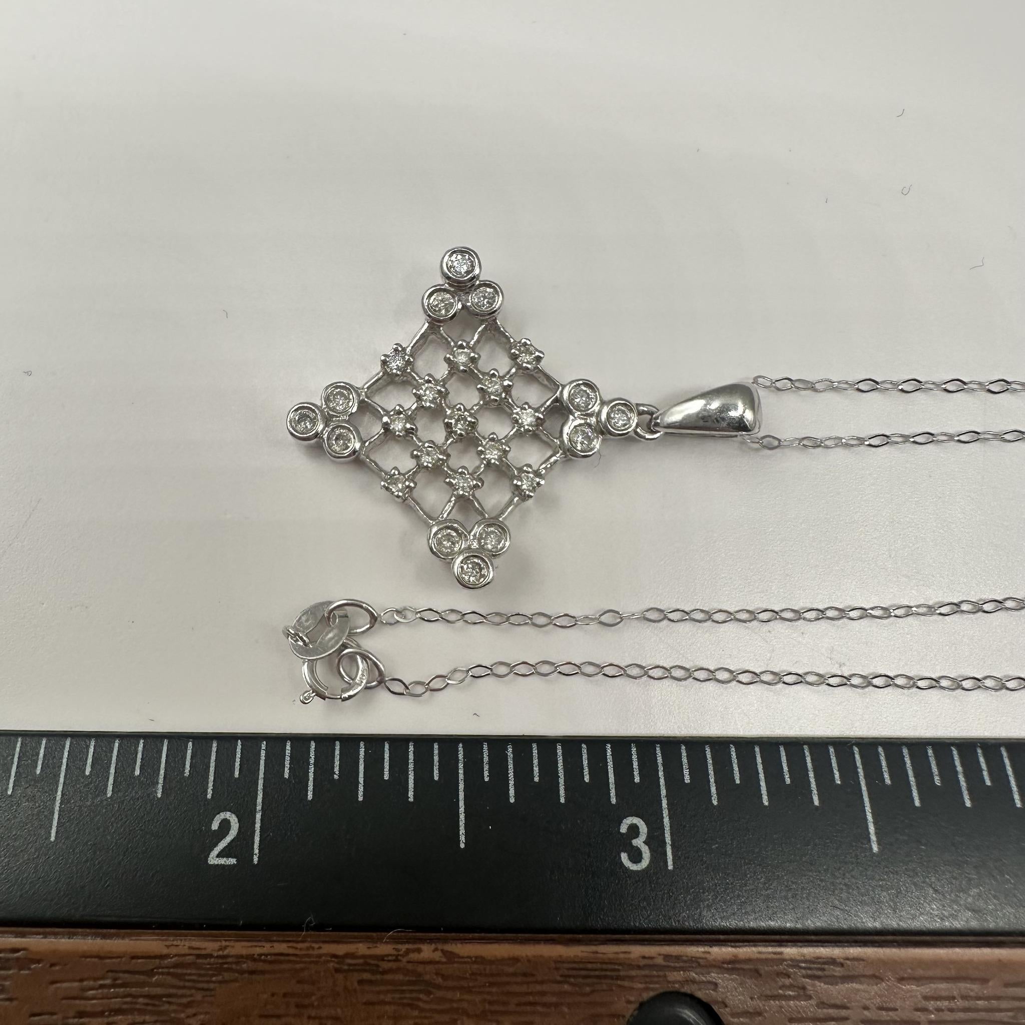 Estate Diamond Necklace 14K White Gold 0.35ctw 18in Pre Loved