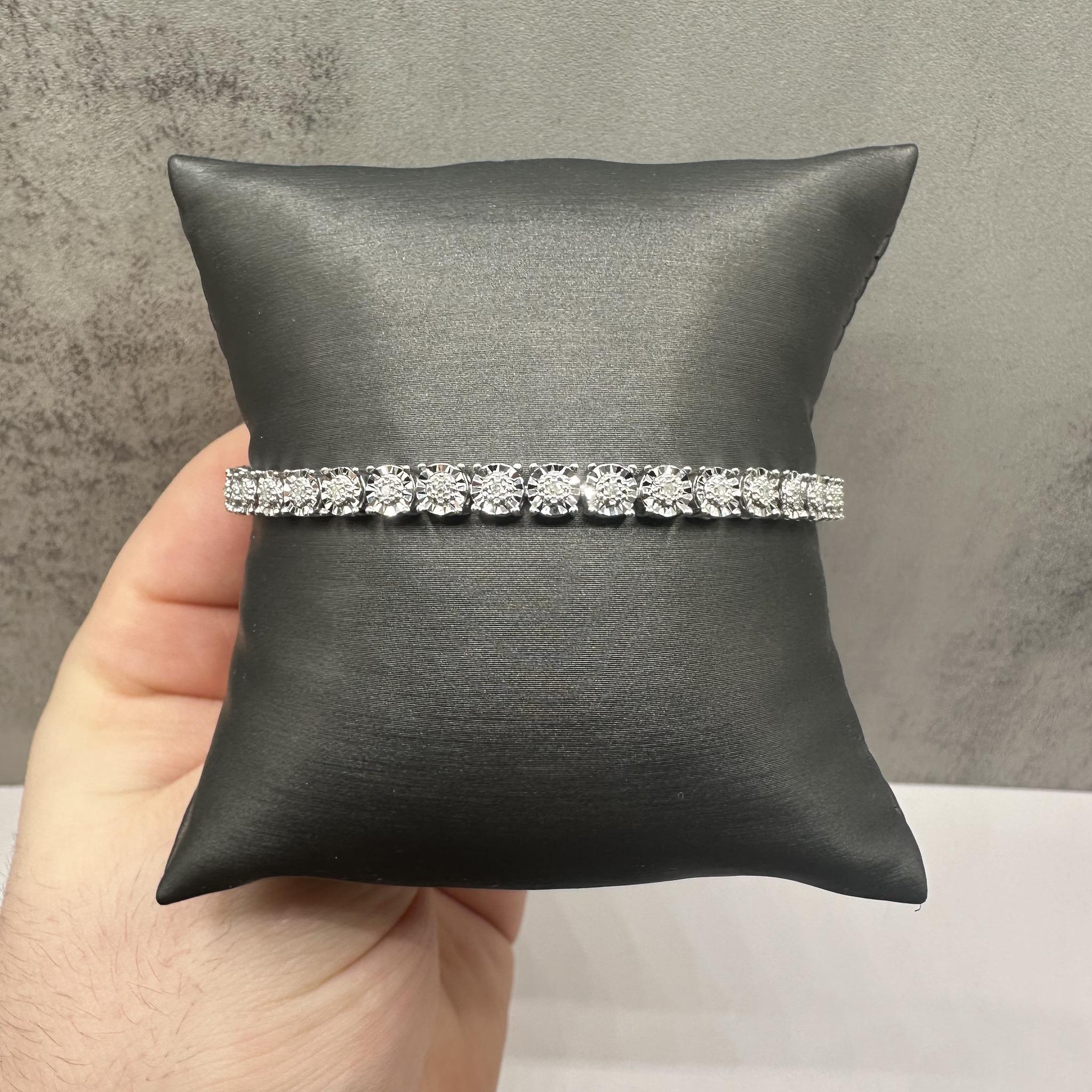Diamond Tennis Bracelet in Sterling Silver – 0.25ctw, 7in, New