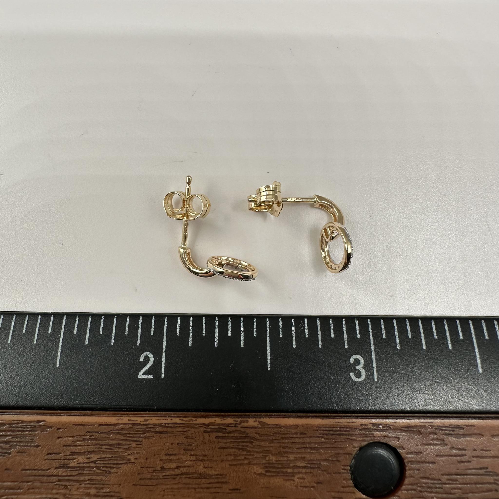 Diamond Circle Drop Earrings 14K Yellow Gold 0.08ctw New
