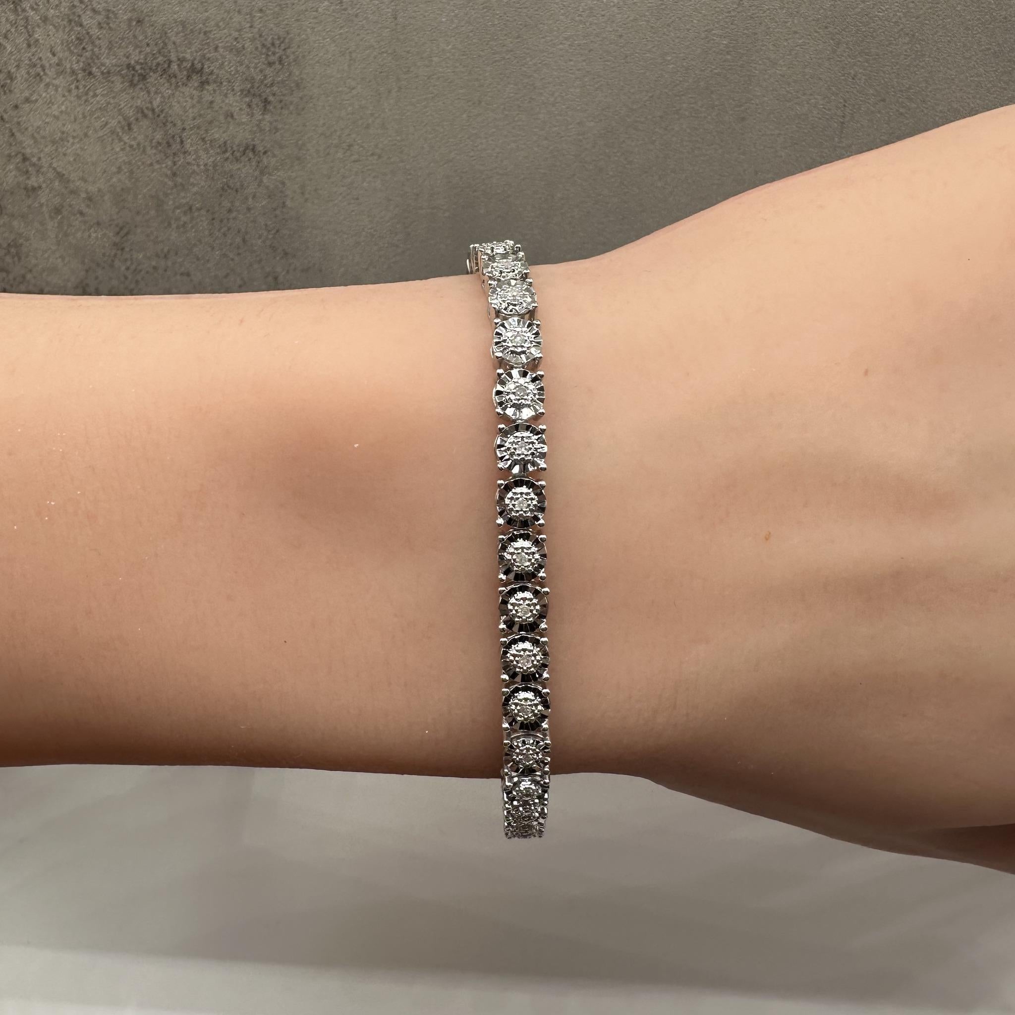 Diamond Tennis Bracelet in Sterling Silver – 0.25ctw, 7in, New