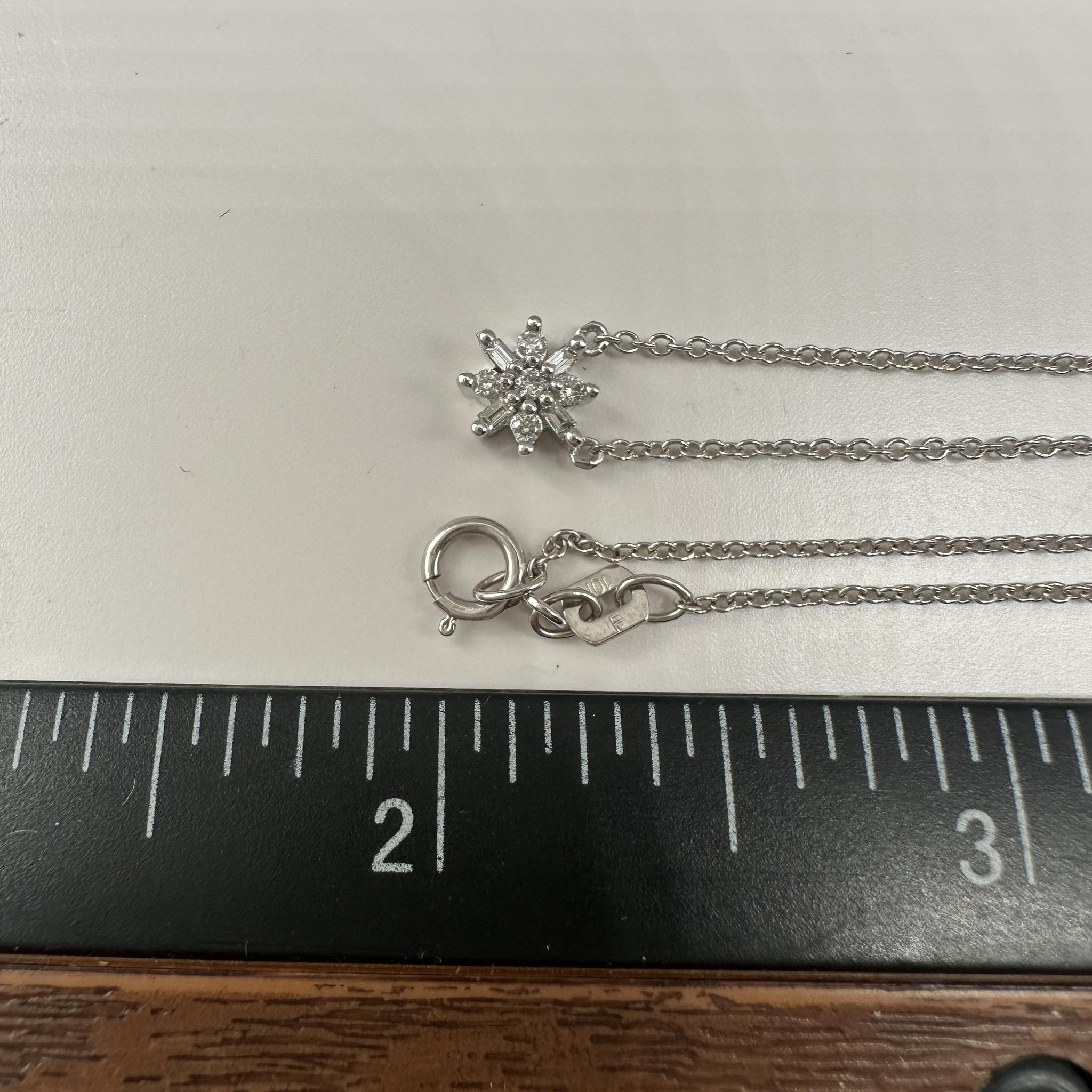 Diamond Snowflake Necklace 10K White Gold 0.10ctw 16.25in New