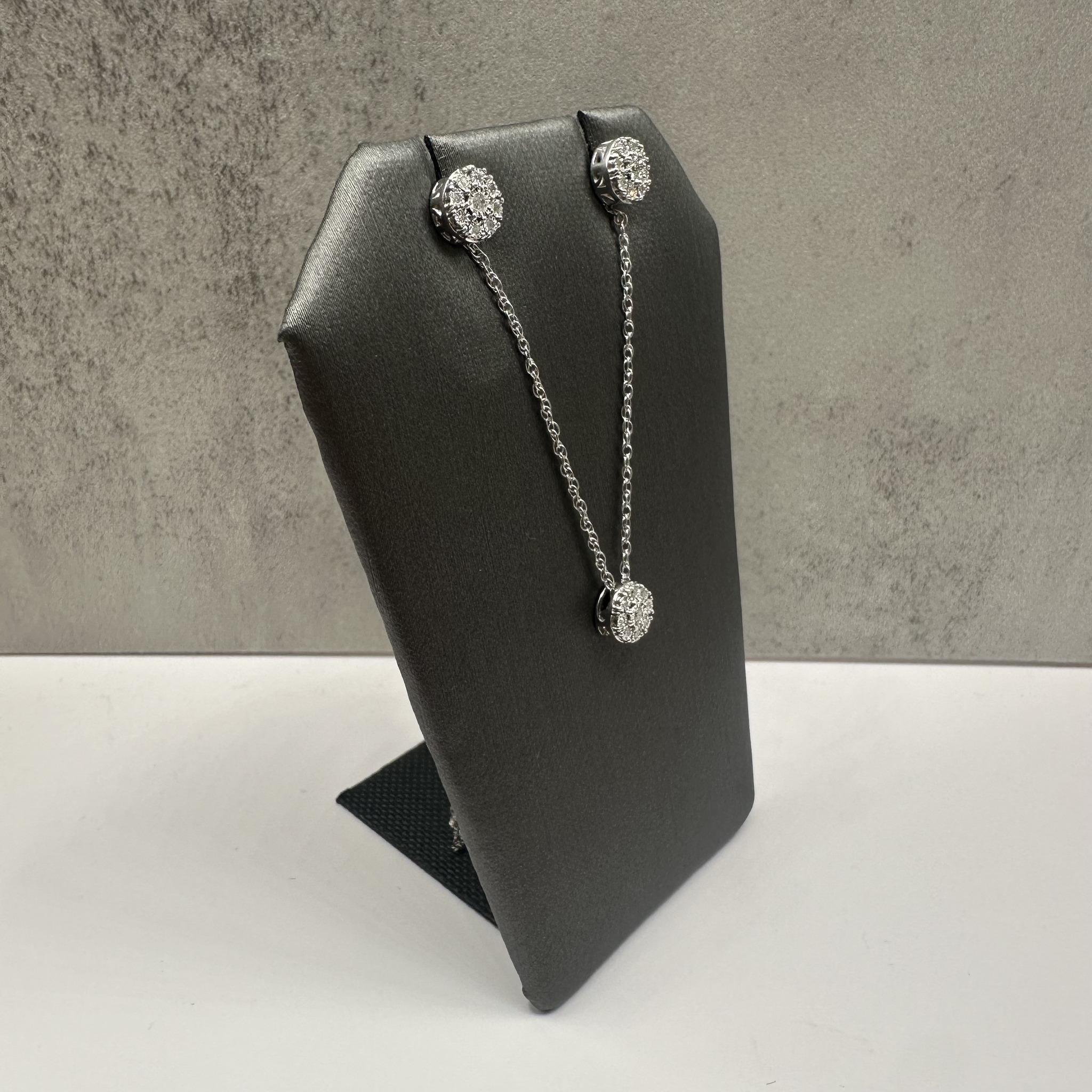 Diamond Earrings Necklace Set Sterling Silver 0.18ctw 18in New