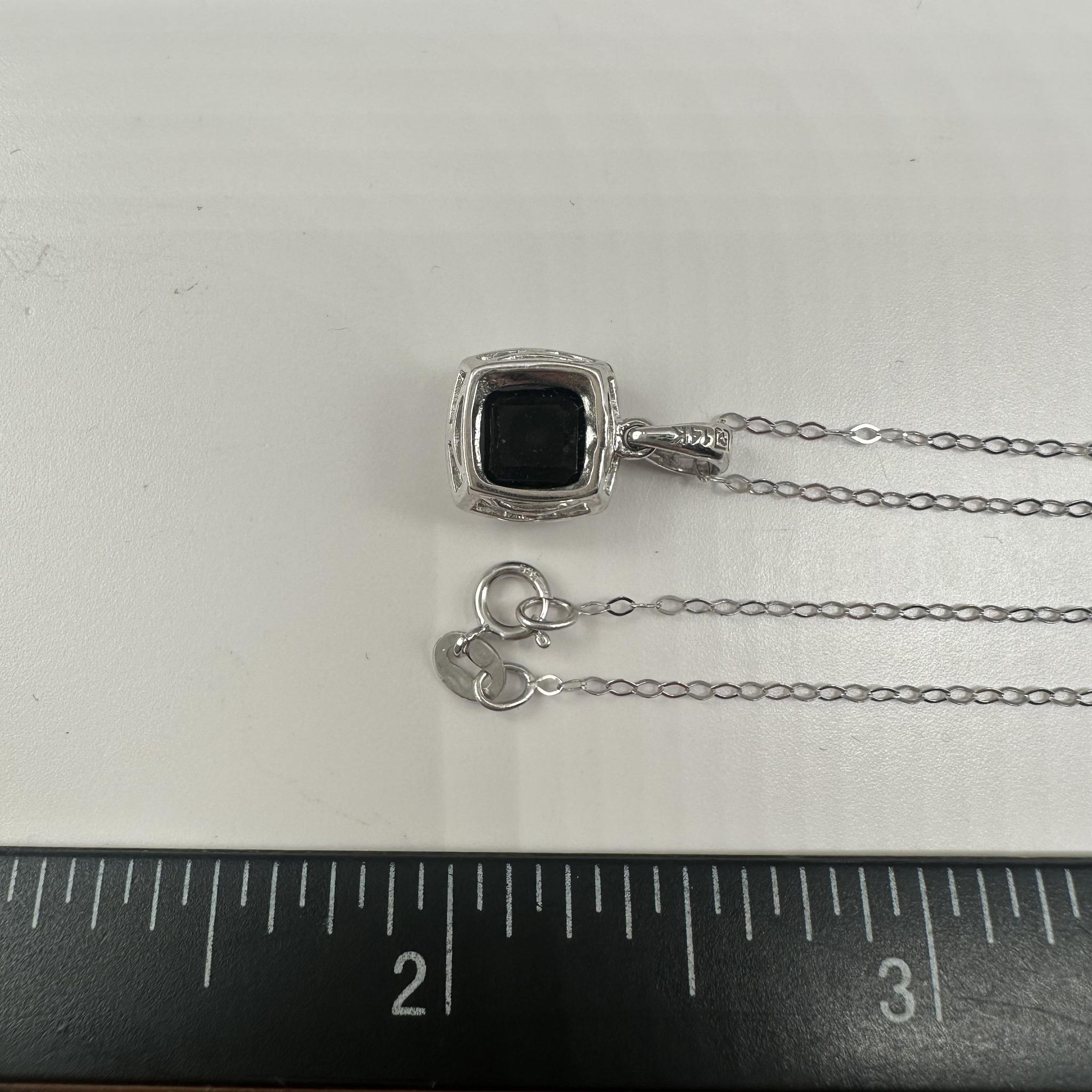 Sapphire Diamond Necklace 14K White Gold 1.50ctw 18in New