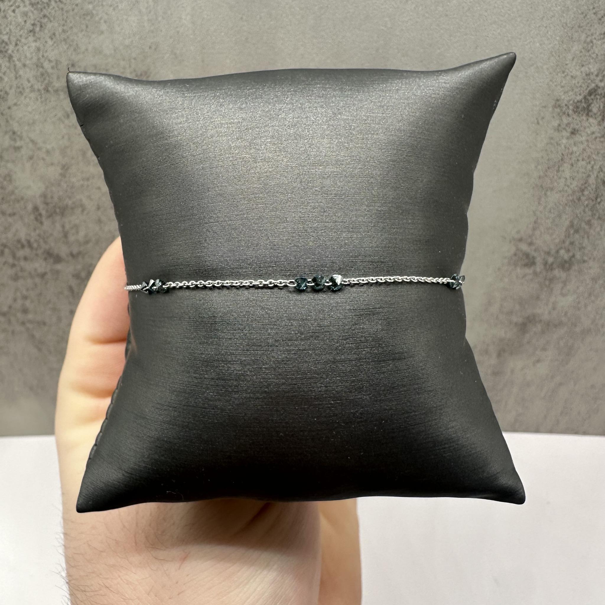 Blue Diamond Station Bracelet 14K White Gold 0.80ctw Adjustable New