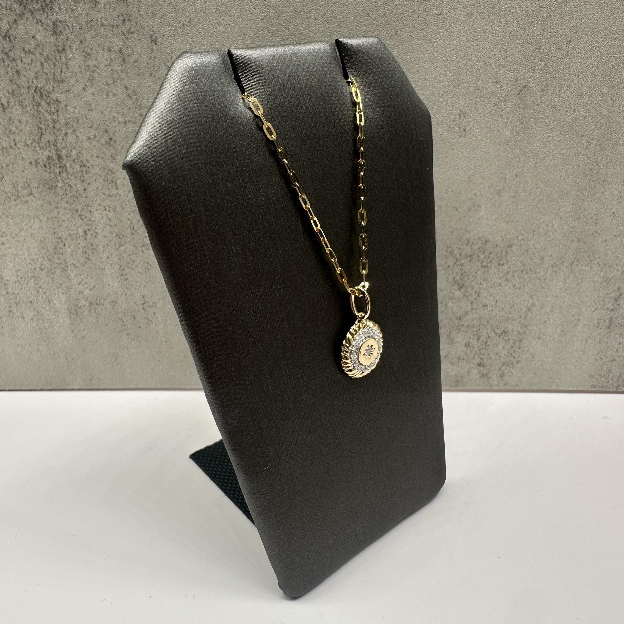Diamond Paperclip Chain Necklace 10K Yellow Gold 0.08ctw Adjustable New