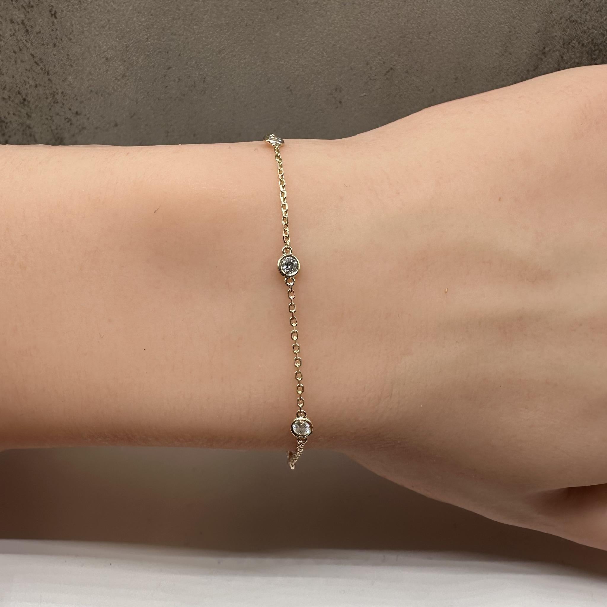 Diamond Station Bracelet in 14kt Yellow Gold – 0.33ctw, 7in, New