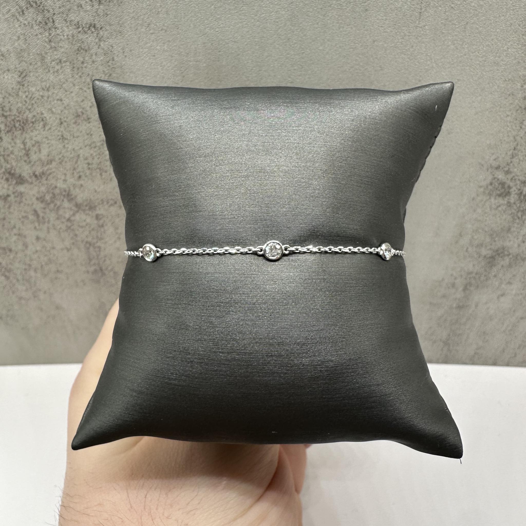 Diamond Station Bracelet in 14kt White Gold – 0.33ctw, 7in, New